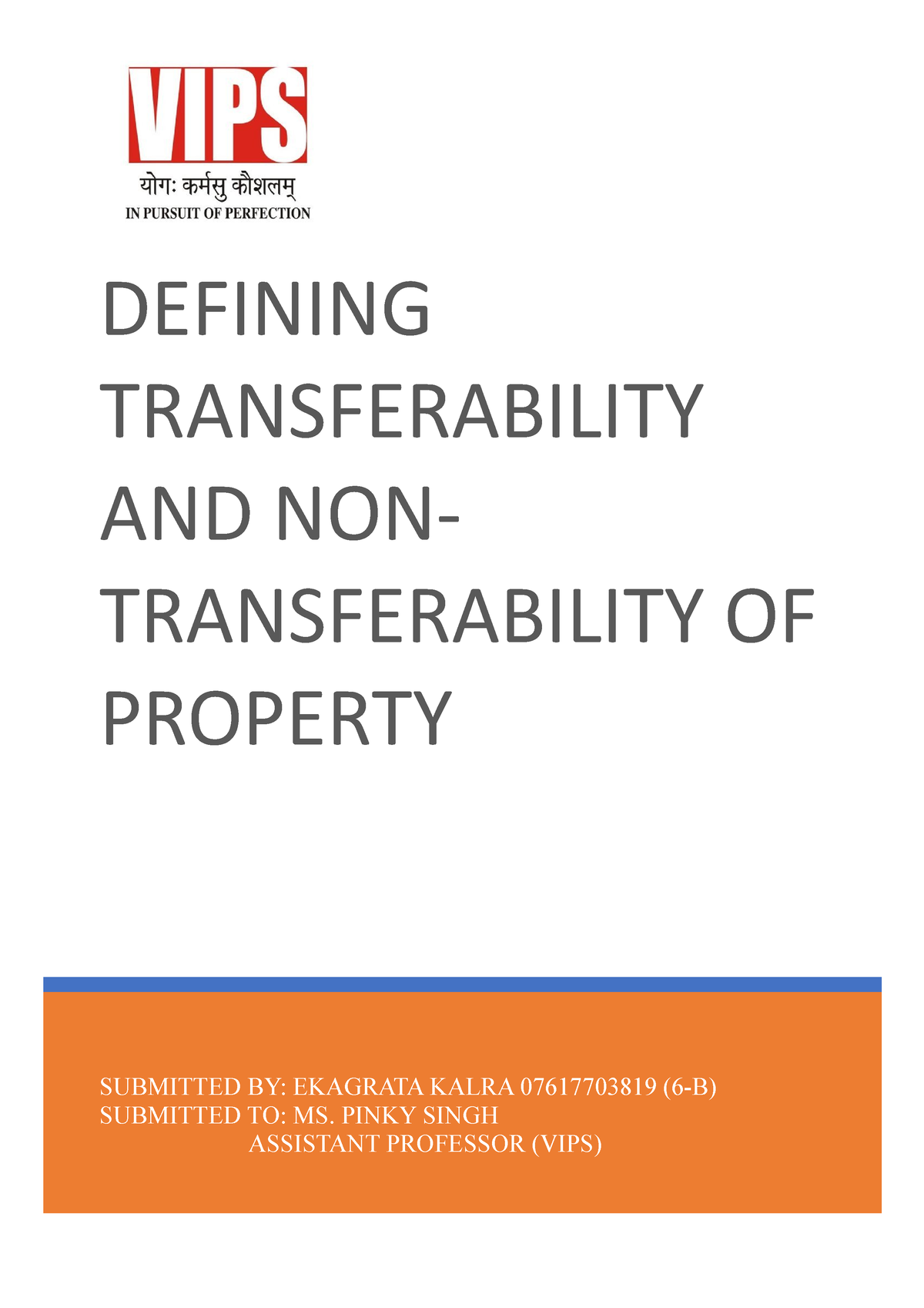 Defining Transferability AND NON- Transferability OF Property ...