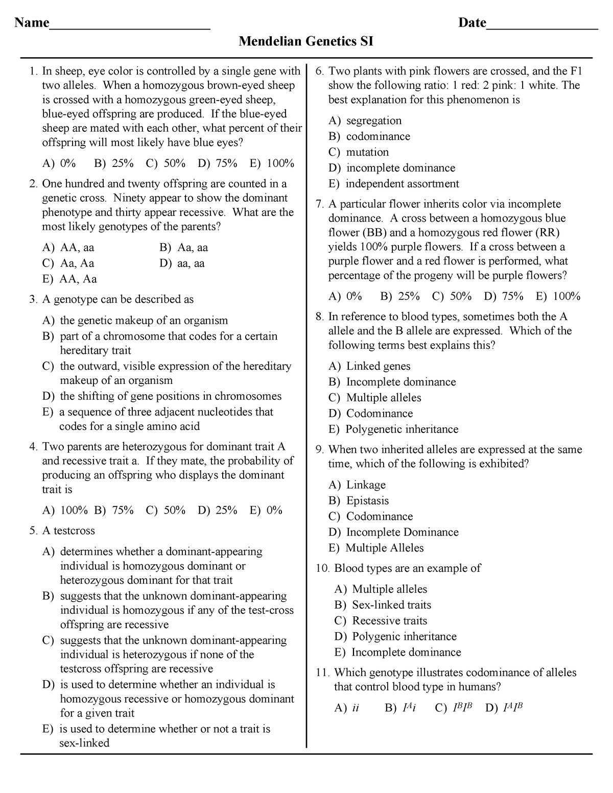 Mendelian Genetics 2 Name Date   Thumb 1200 1553 