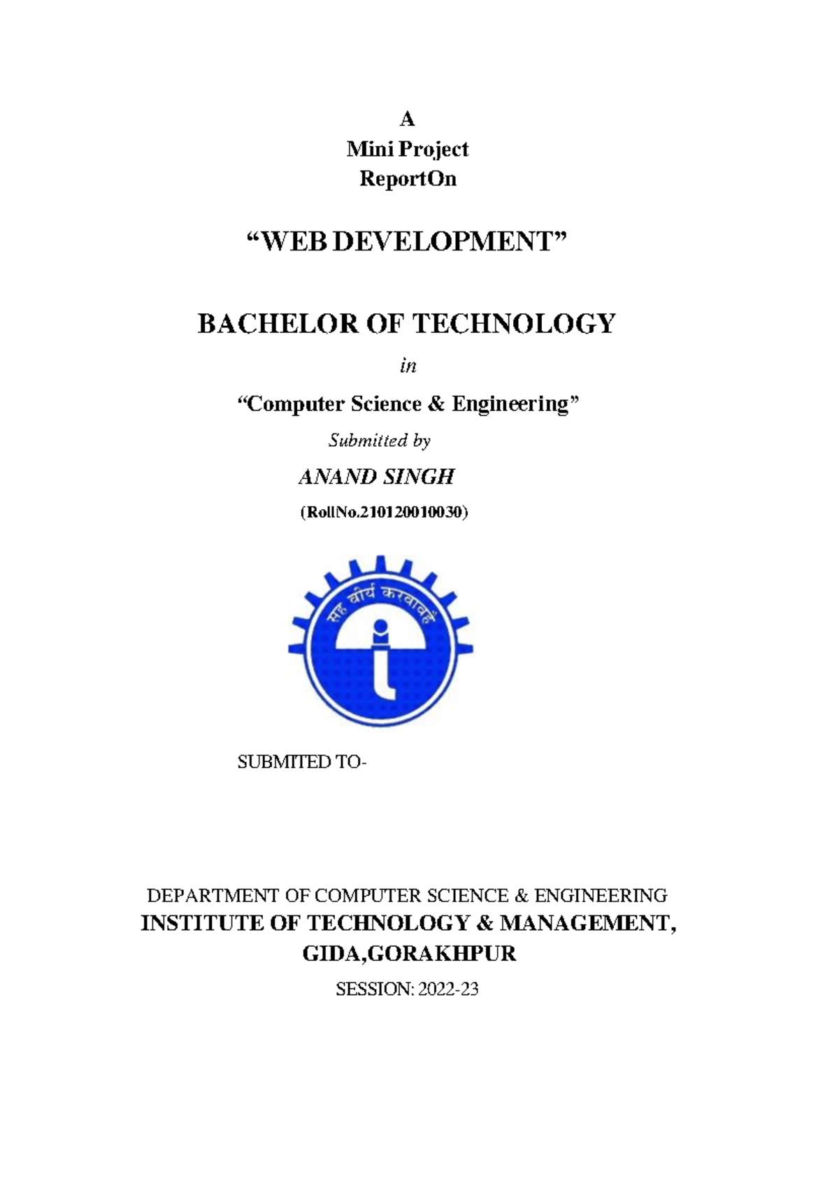 Notes of web development - A Mini Project ReportOn “WEB DEVELOPMENT ...