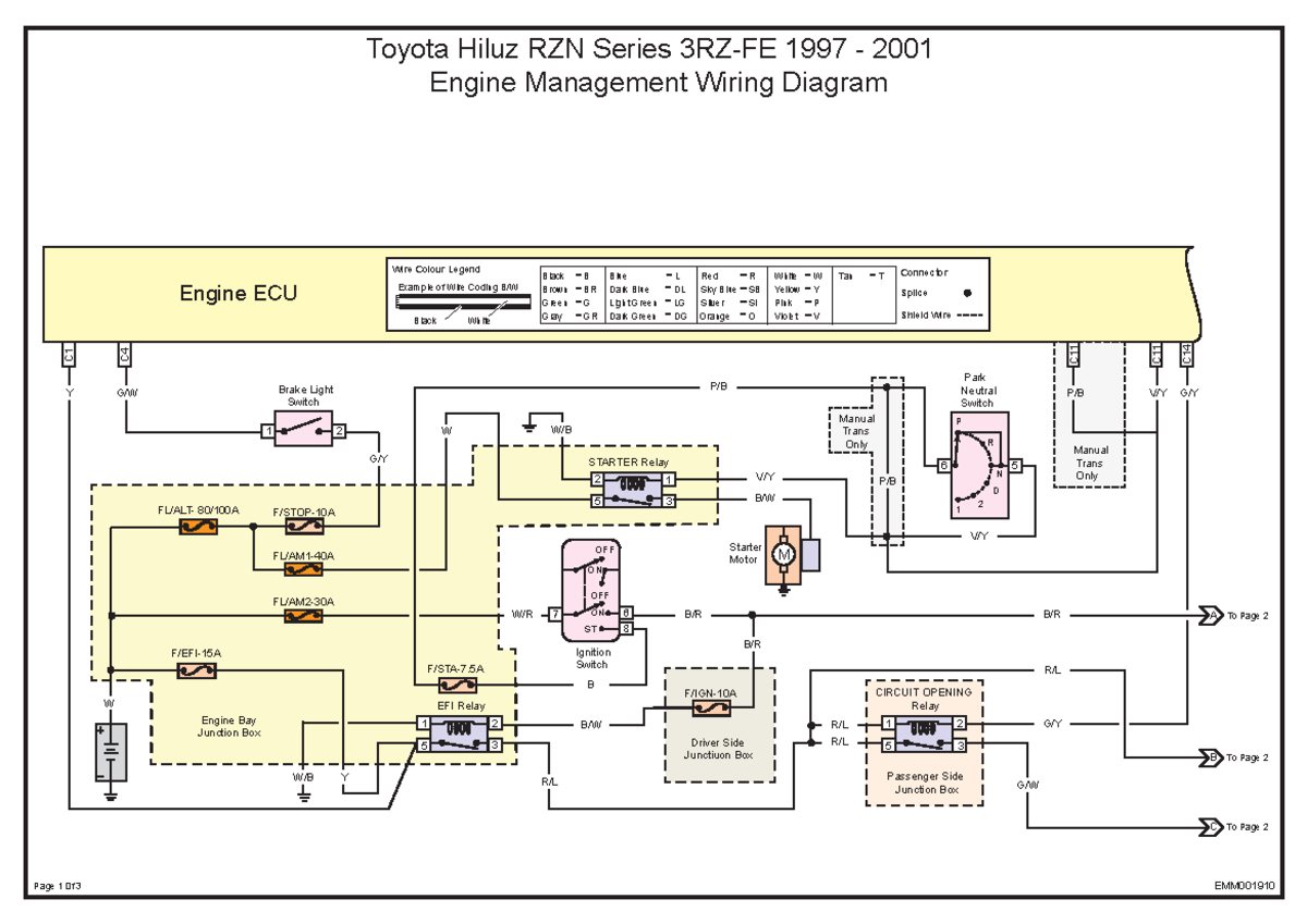 3RZ wiring diagram - Passenger Side Junction Box Page 1 0f 3 EMM Toyota ...