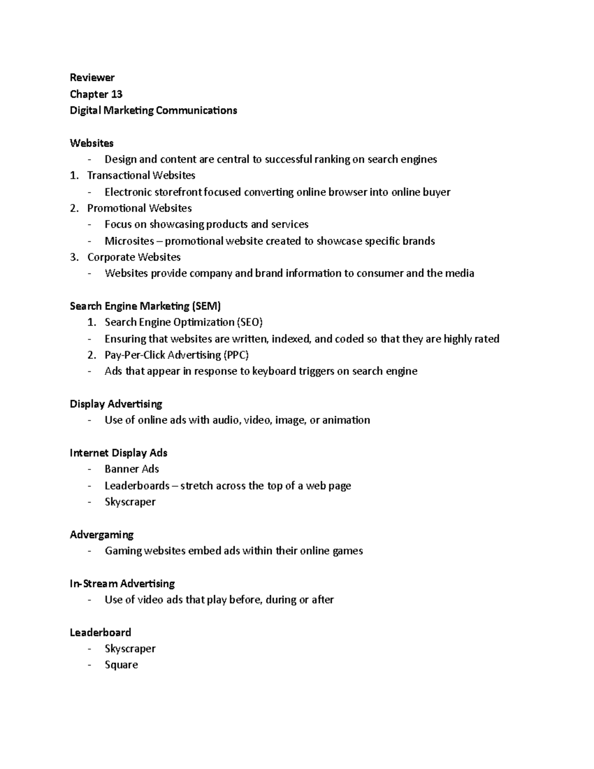 Digital Marketing Communications - Reviewer Chapter 13 Digital ...