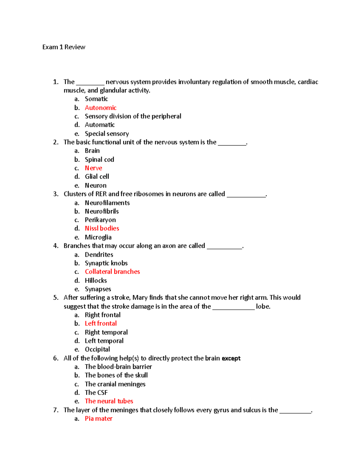 Exam 1 Review - Anatomy and Physiology II (Lab) - Exam 1 Review The ...