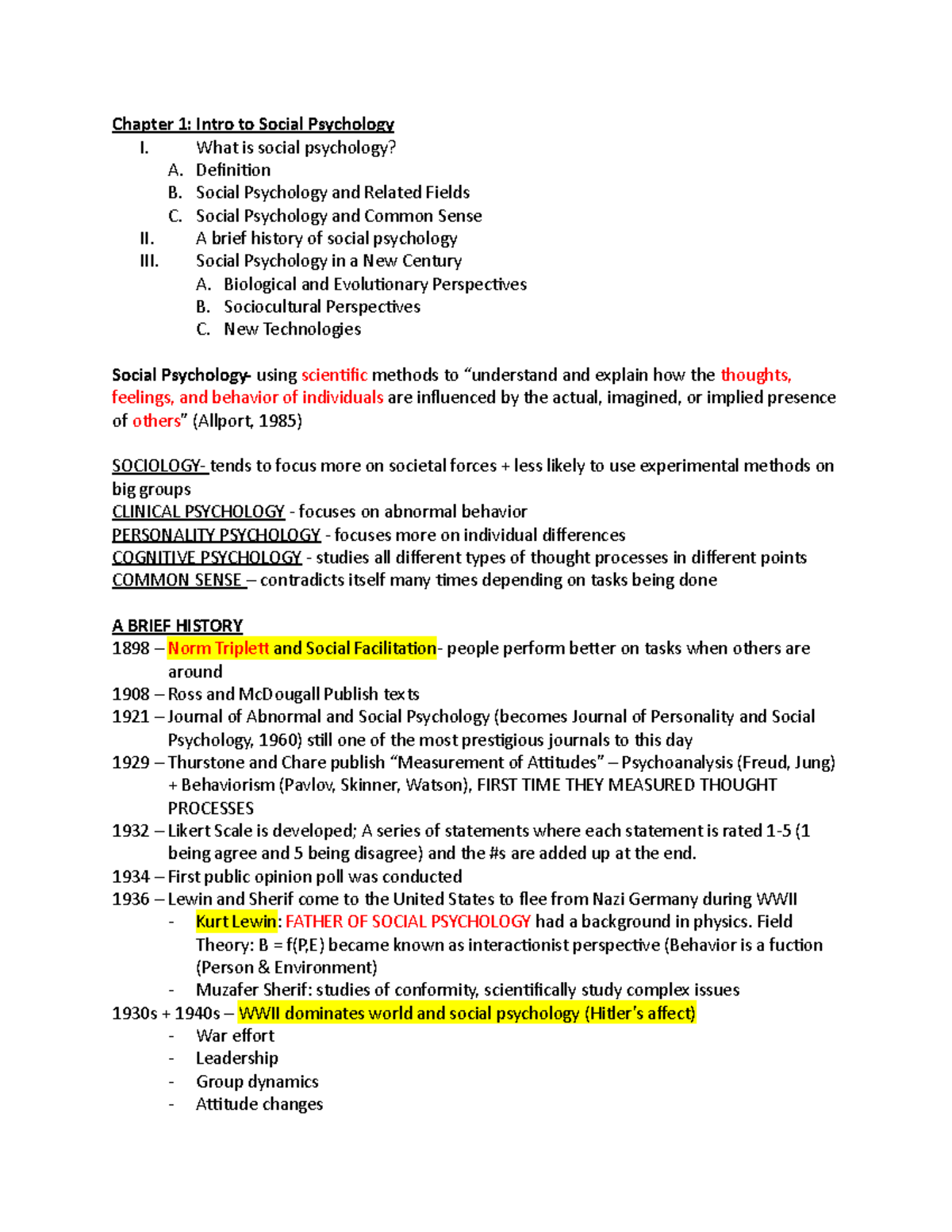 Chapter 1- Intro - Dr. Cochran - Chapter 1: Intro to Social Psychology ...