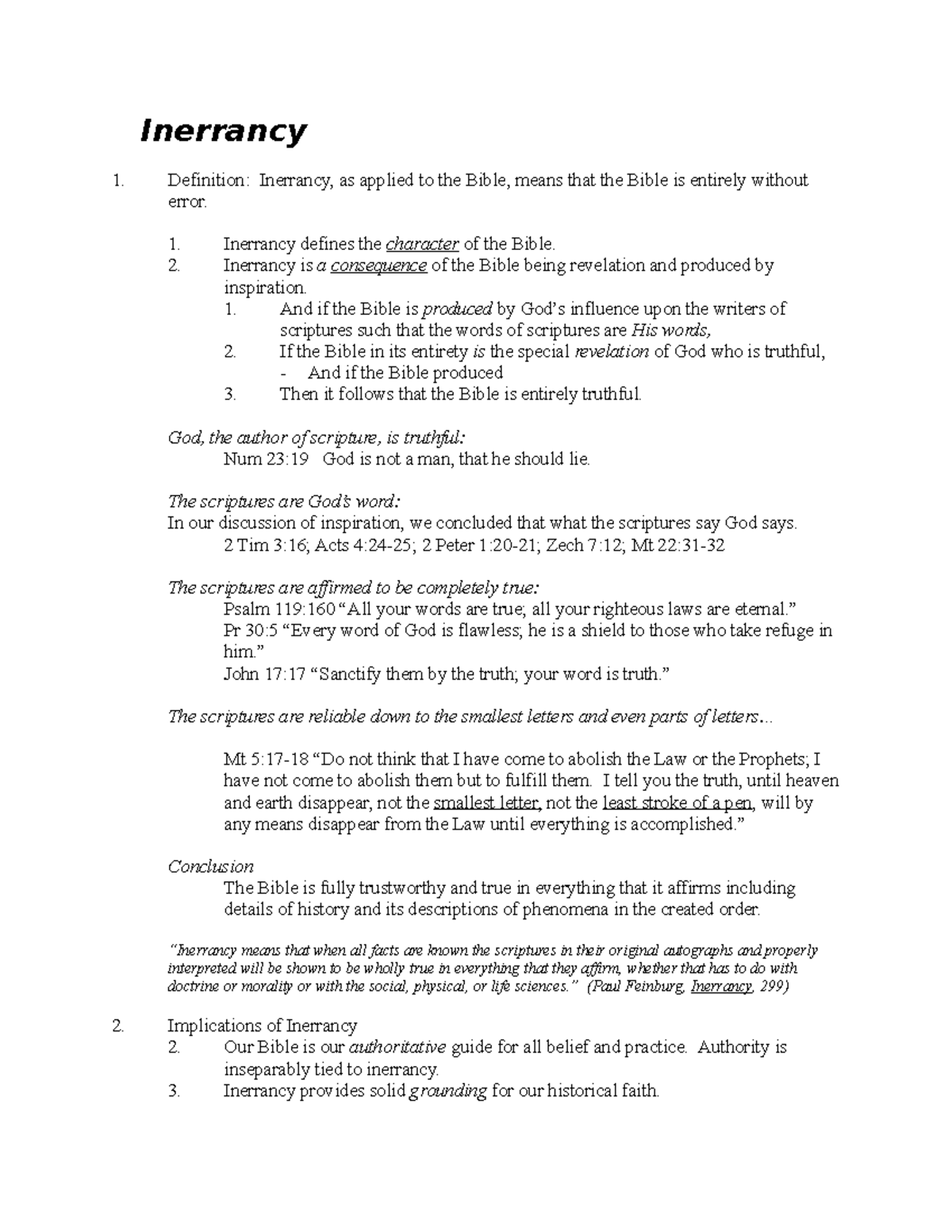 22 Inerrancy - These are just notes that Dr. Couser had us follow along ...