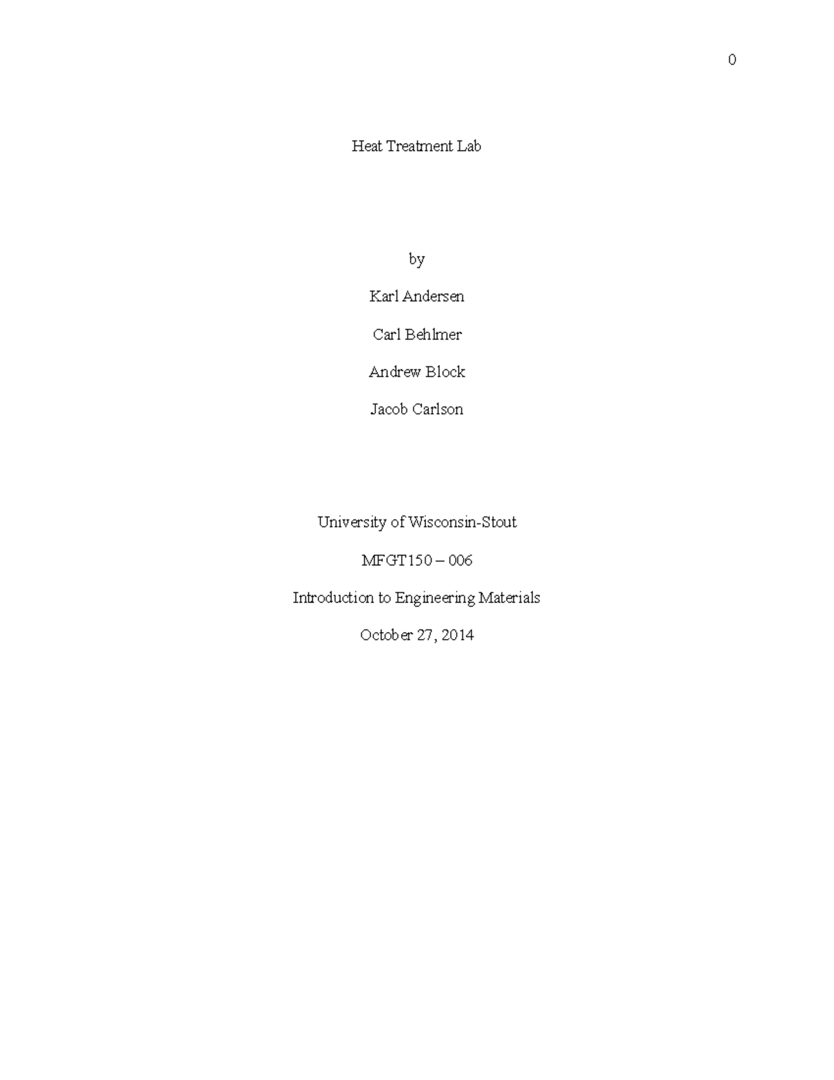 282513453 Heat Treatment Lab Report Heat Treatment Lab by Karl