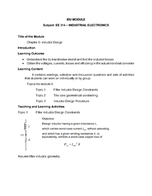 EE314 Module Chapter 5 - ISU MODULE Subject: EE 314 – INDUSTRIAL ...
