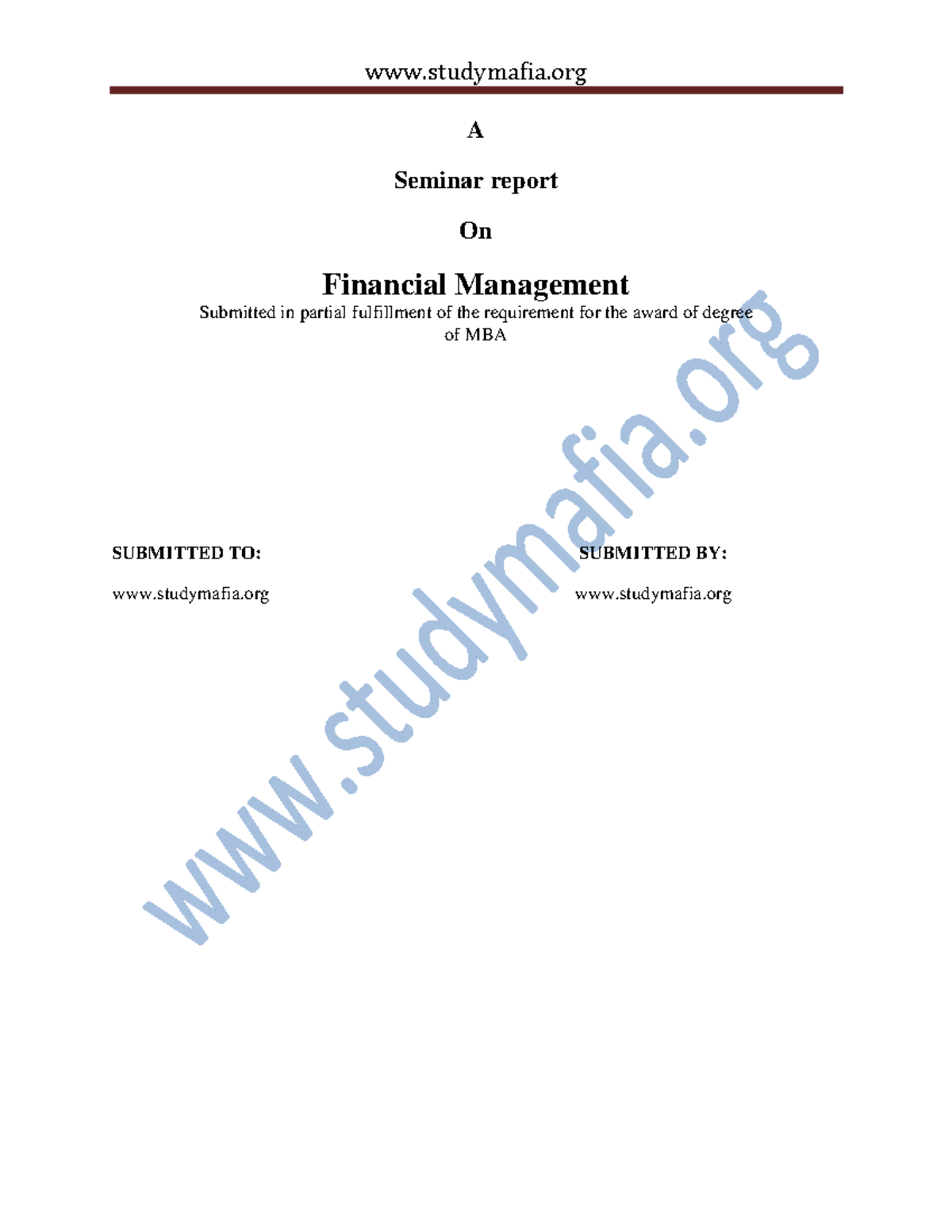 Financial-management-Report - A Seminar report On Financial Management ...