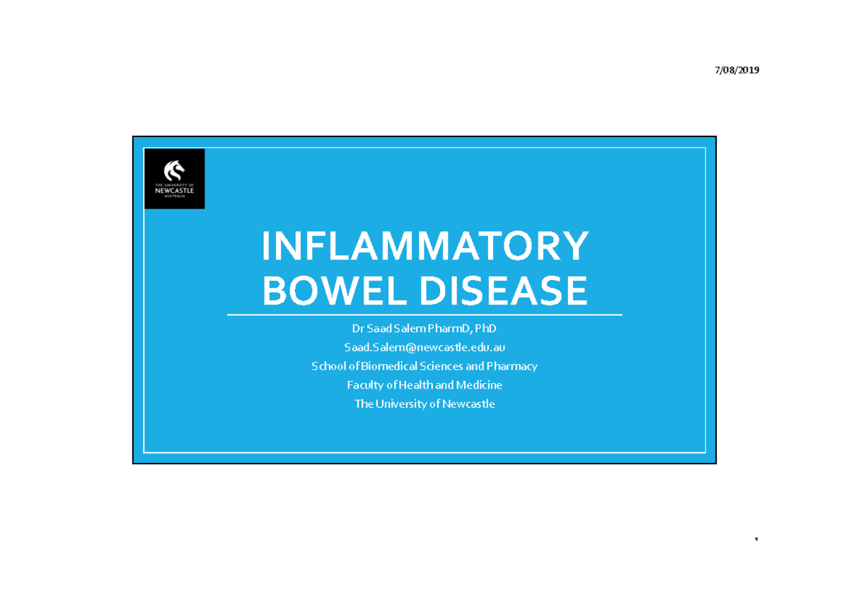 Lecture 5 & 6 - Inflammatory Bowel Disease - INFLAMMATORY BOWEL DISEASE ...