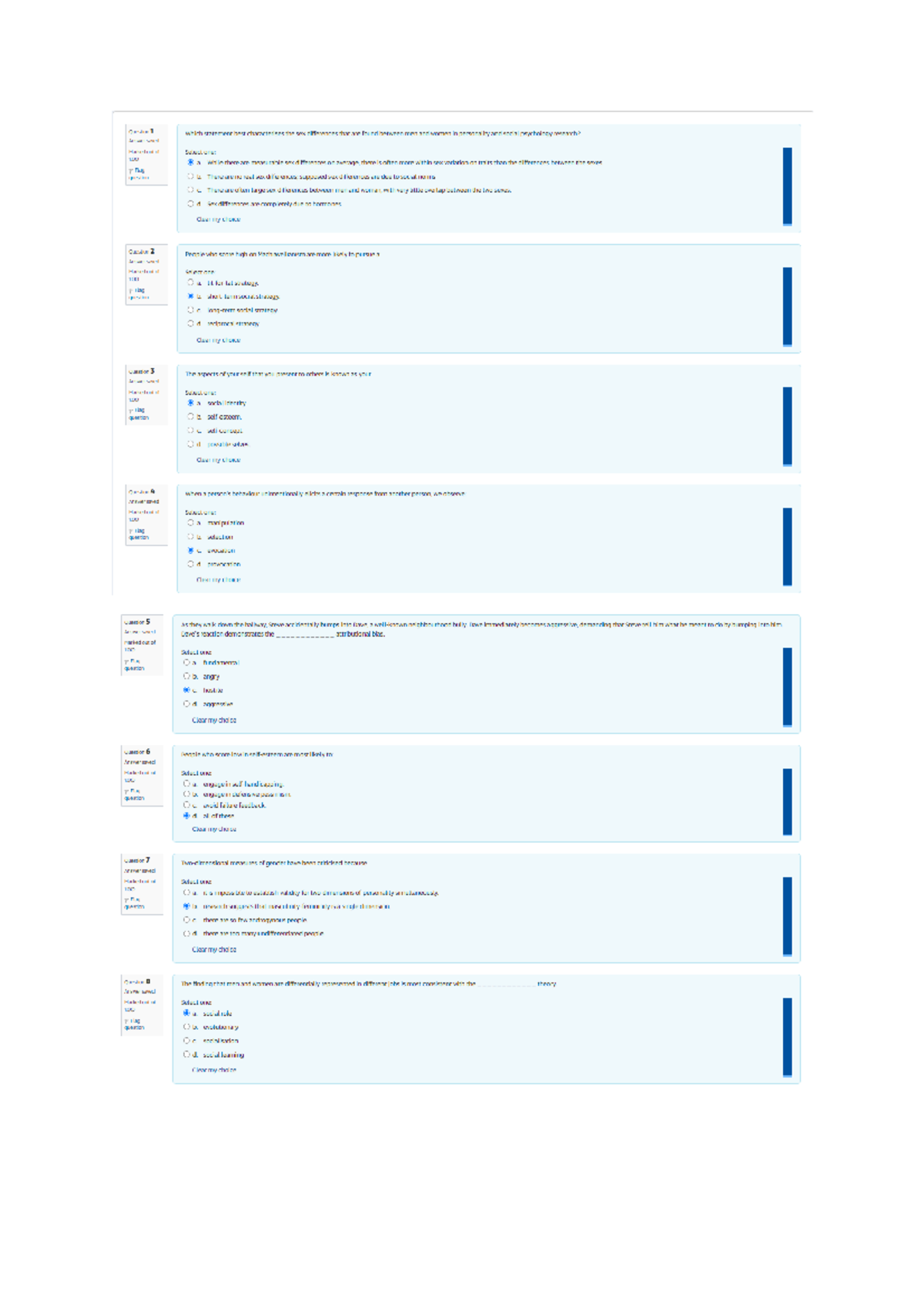 Quiz Sample Questions - BEHL 3024 - Studocu
