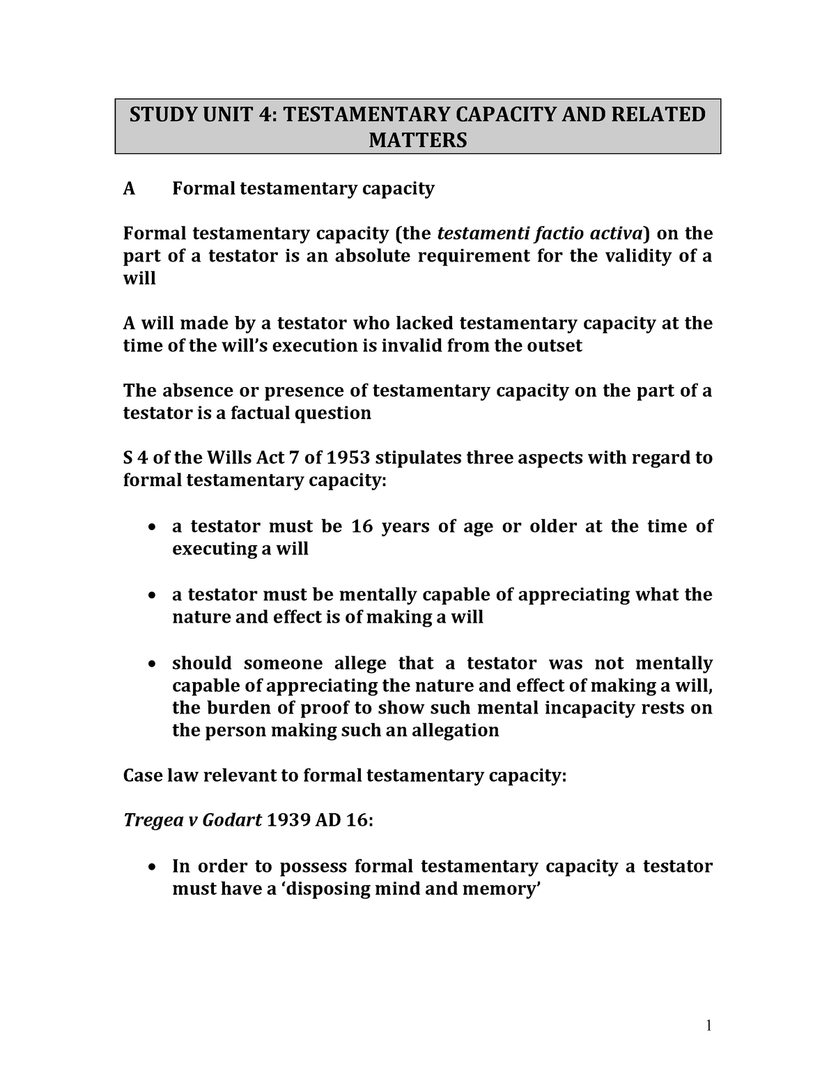 study-unit-4-study-unit-4-testamentary-capacity-and-related-matters