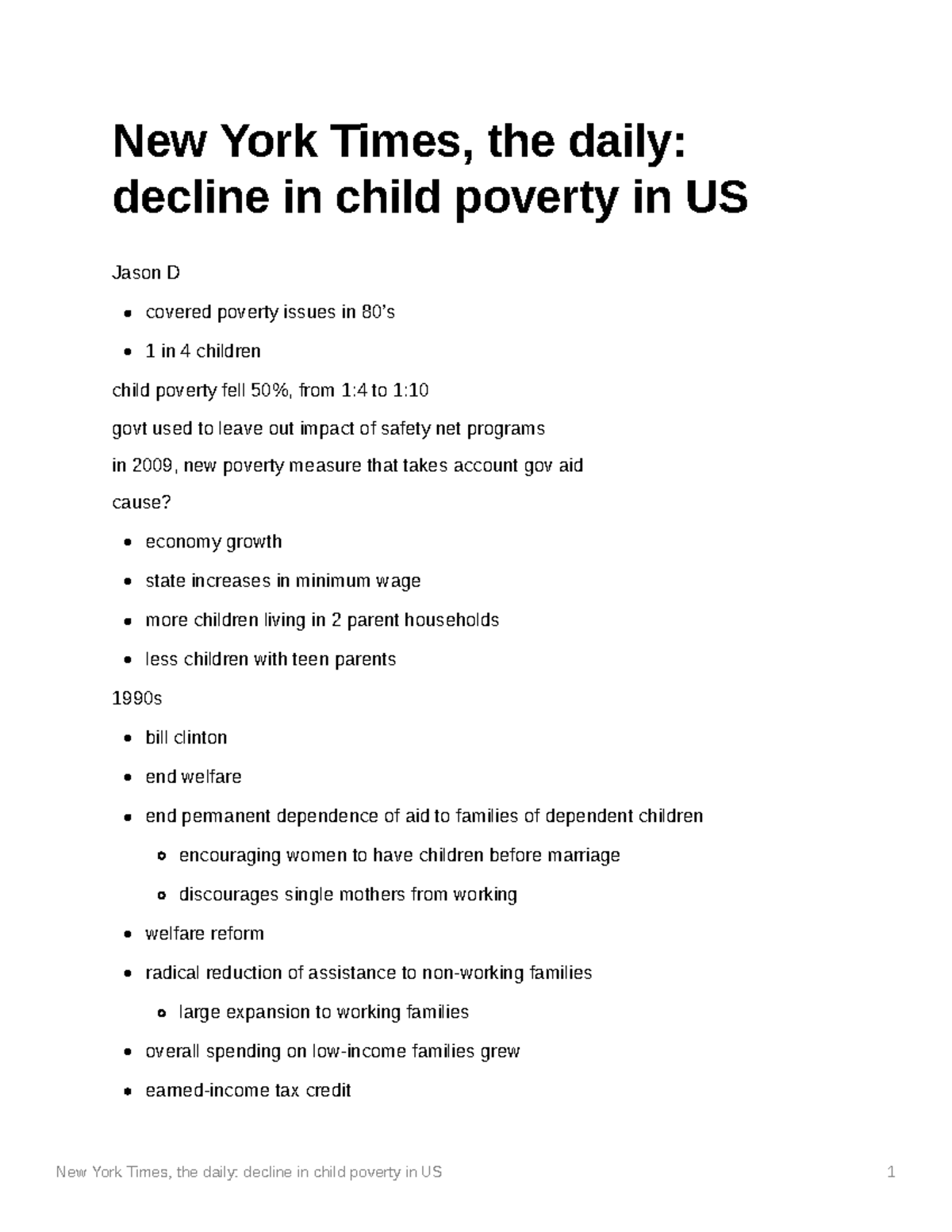 NYT Decline In Child Poverty Podcast Notes New York Times, the daily