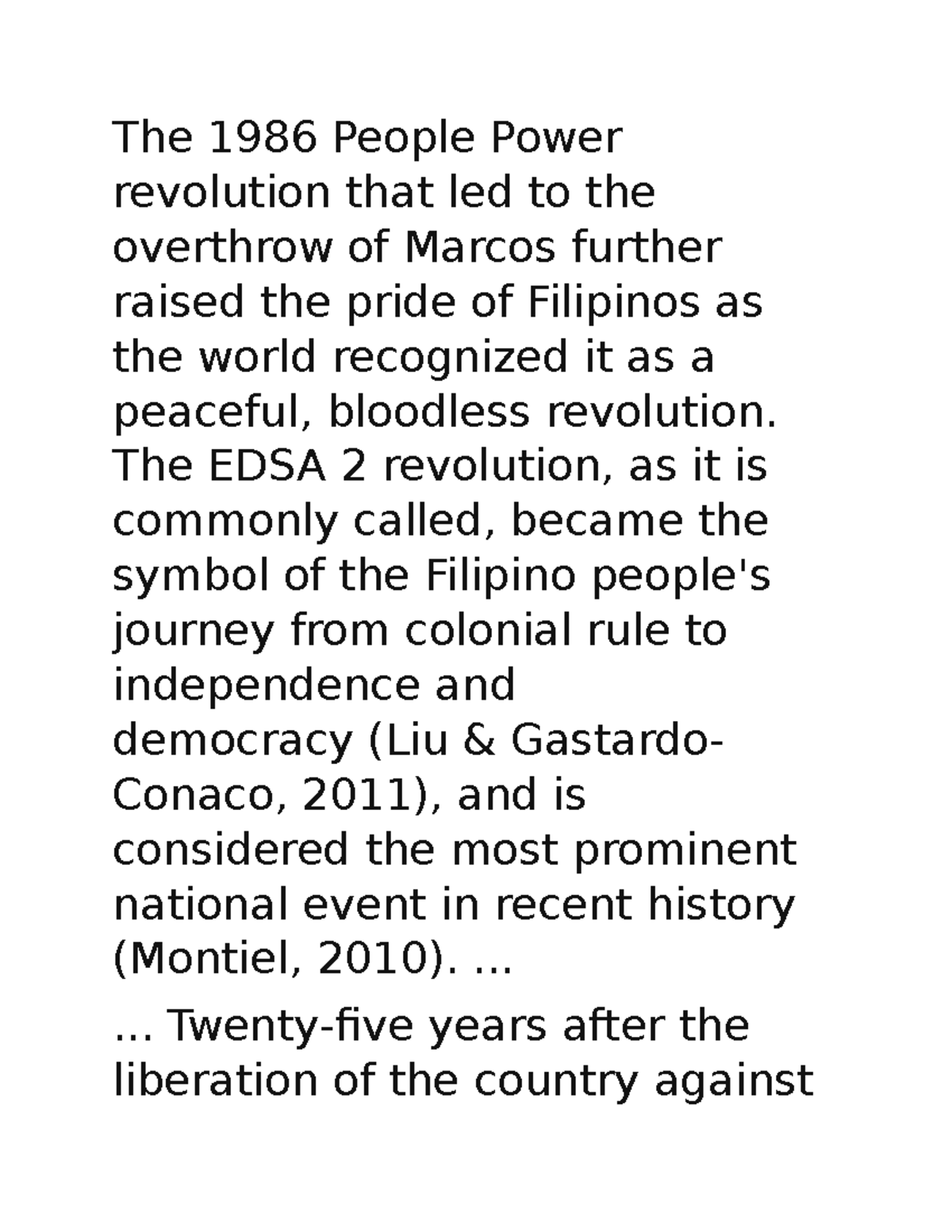 What is the biggest history in Philippines - The 1986 People Power ...