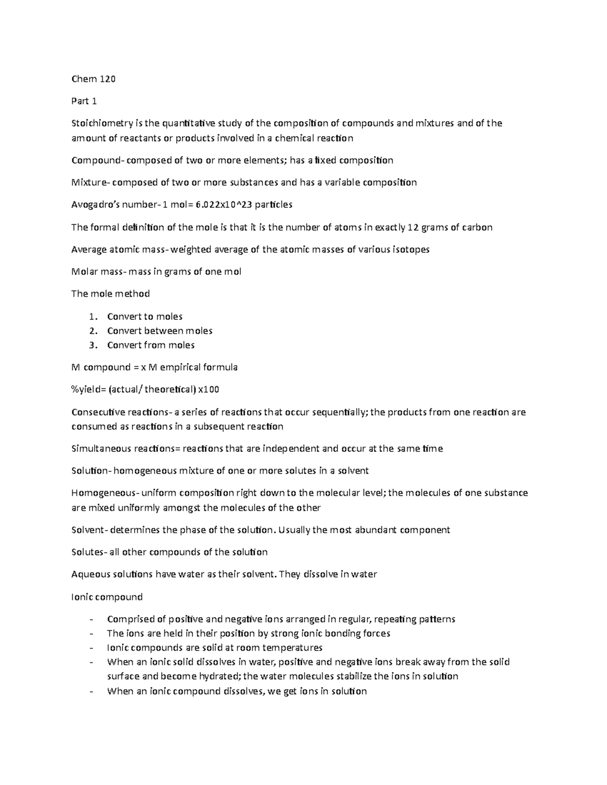 Chem 120 - Summary Phys & Chem Prop of Matter - Chem 120 Part 1 ...