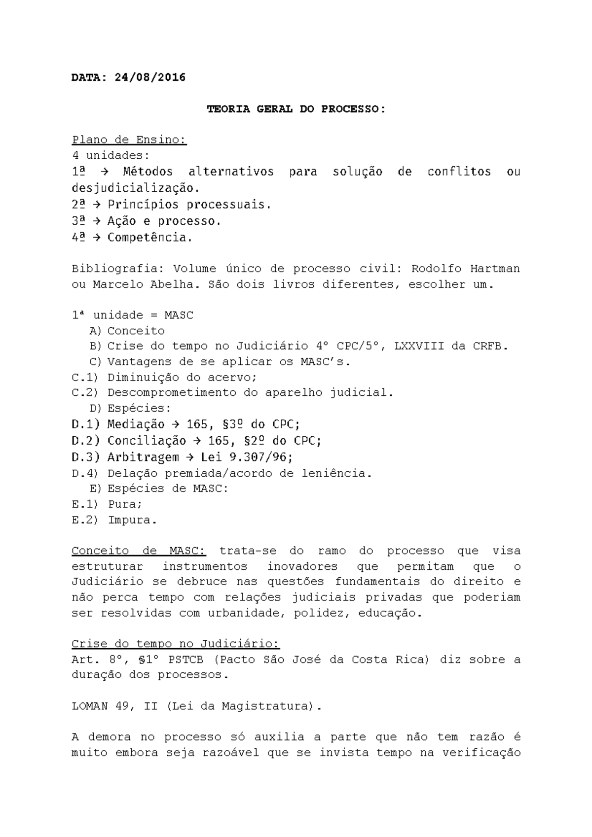 AULA 01 - Teoria Geral Do Processo - DATA: TEORIA GERAL DO PROCESSO ...