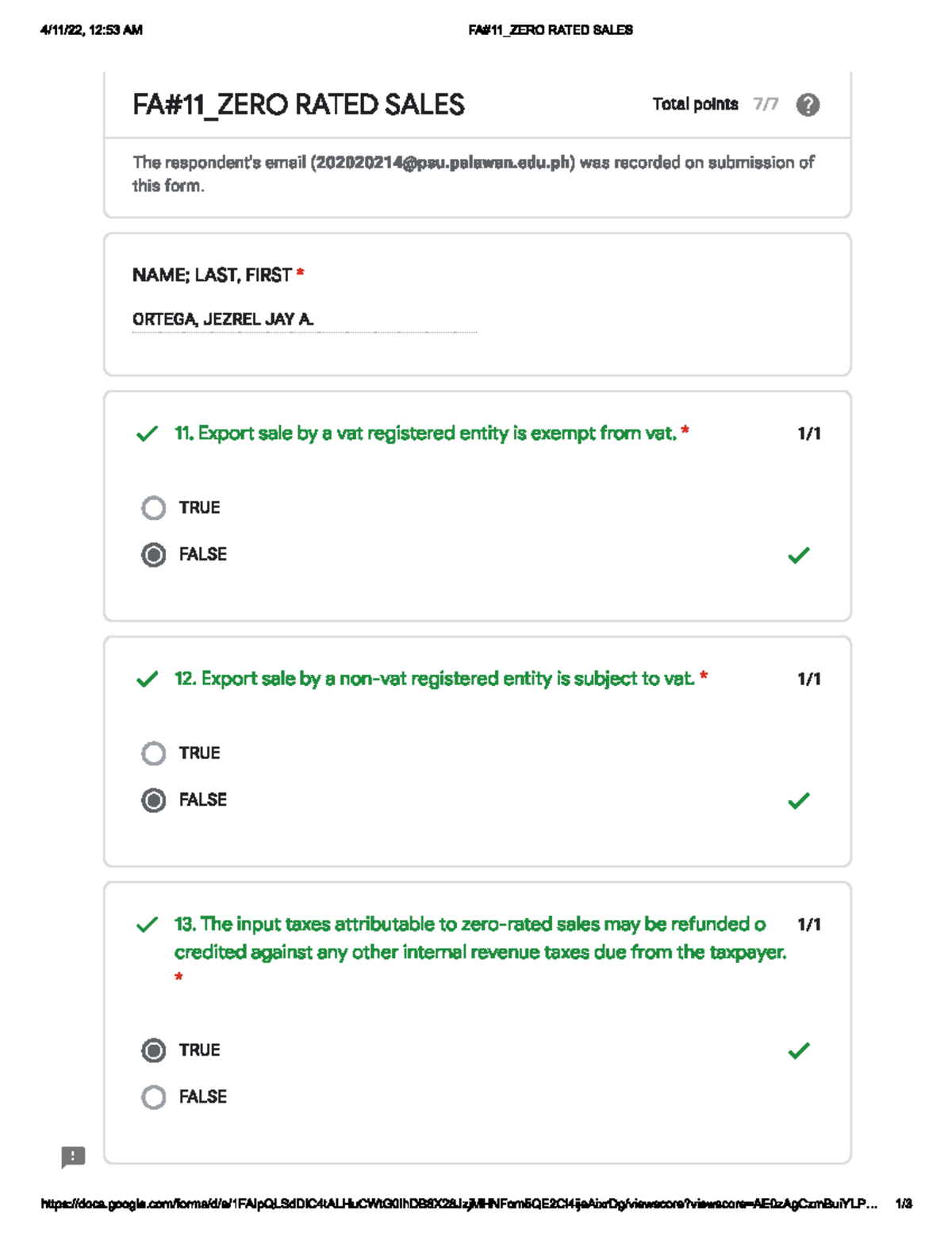 FA11 ZERO Rated Sales REVIEWER BS Accountancy Studocu