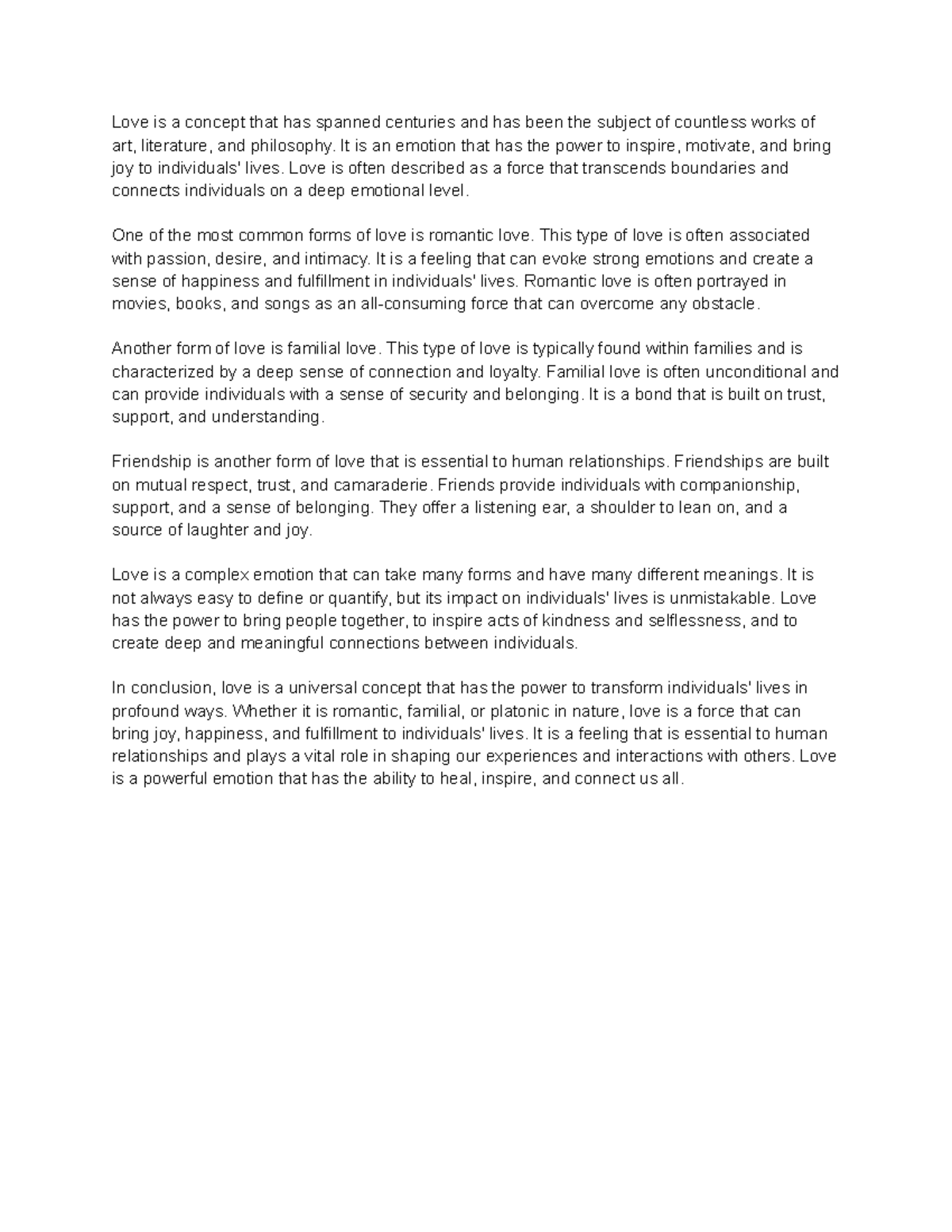 Untitled document - Love is a concept that has spanned centuries and ...