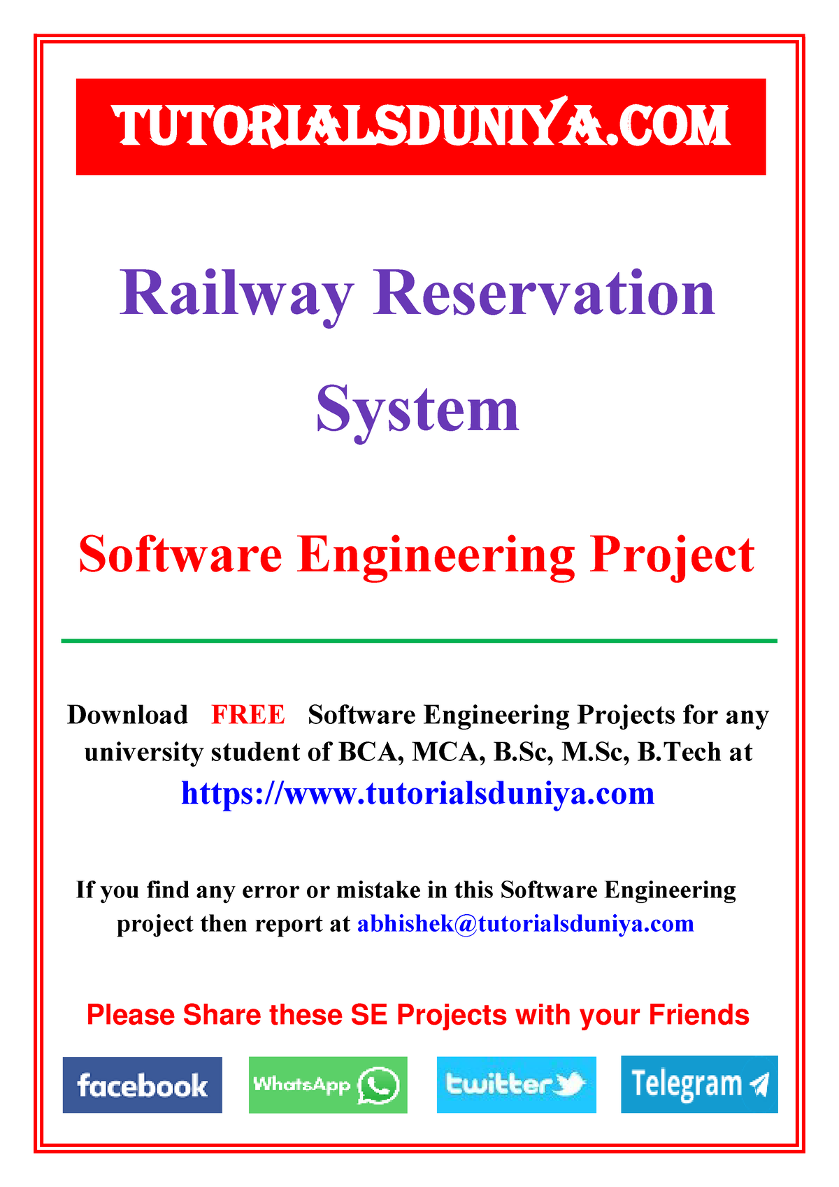 Railway Reservation System - Tutorials Duniya - Download FREE Software ...