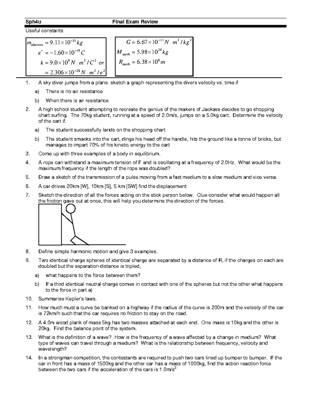 Exam Review - Unit1Practice Test - Sph4u Final Exam Review Useful ...