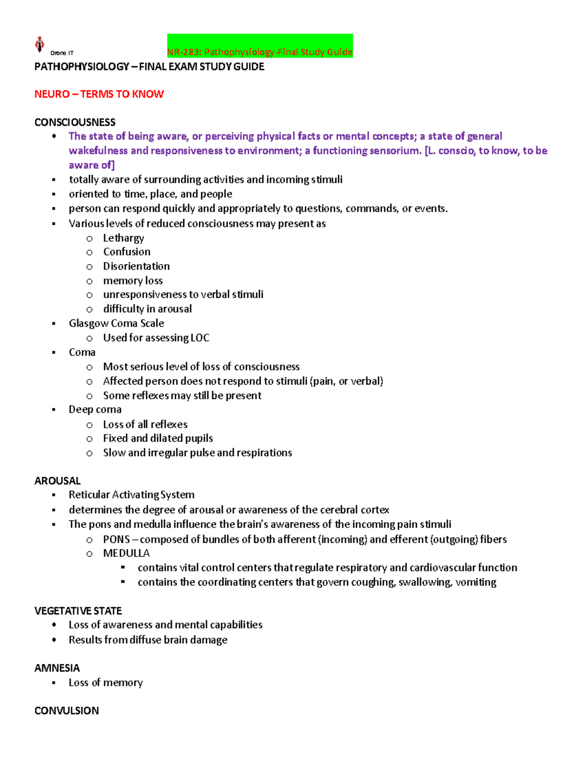 NR-283 Pathophysiology - Final Exam Study Guide(2021) A Graded ...