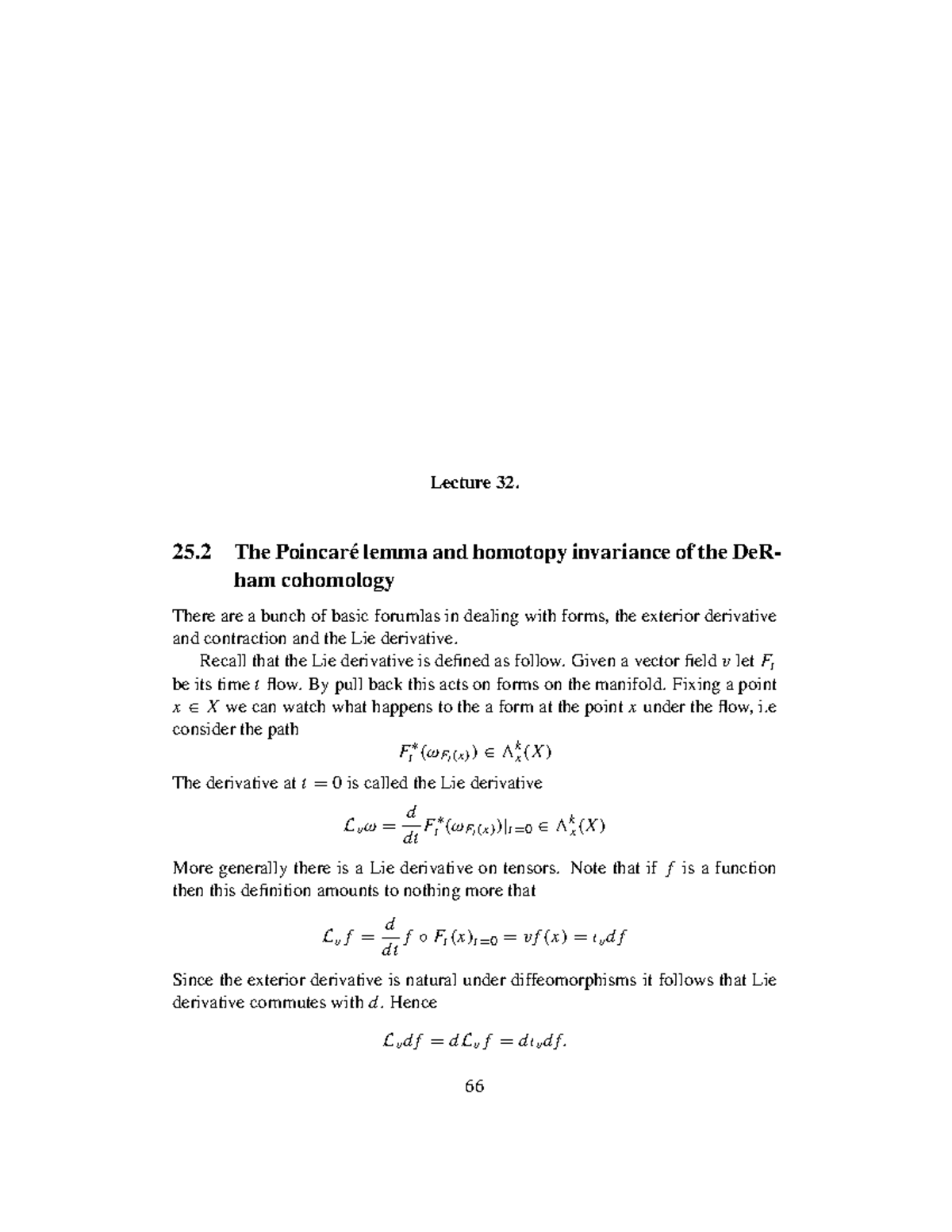 Lecture 32 Differential Forms and de Rham's Theorem: The Poincaré Lemma ...