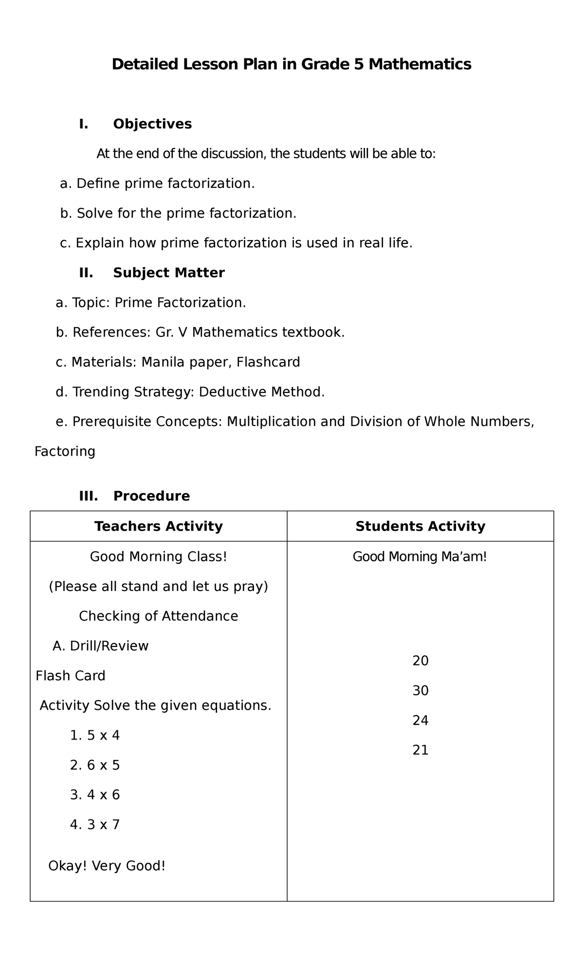 Detailed Lesson Plan in Grade 5 Mathematics - Detailed Lesson Plan in ...