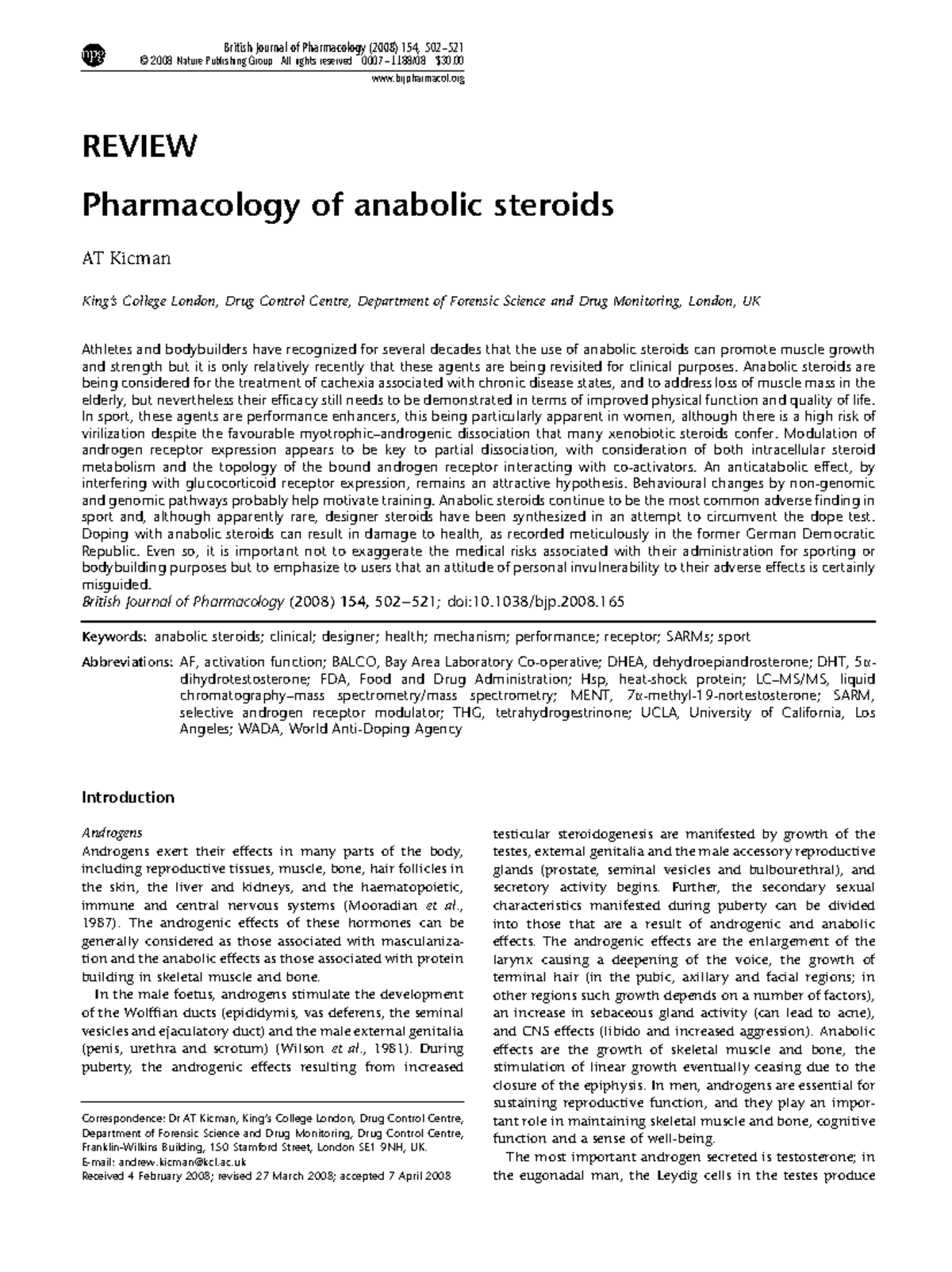 Pharmacology Of Anabolic Steroids - REVIEW Pharmacology Of Anabolic ...