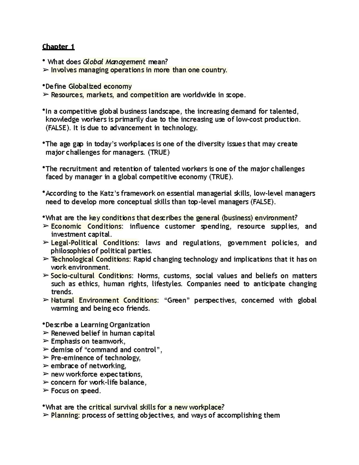 Midter ch 1-2-3-6-13 - Chapter 1 What does Global Management mean ...