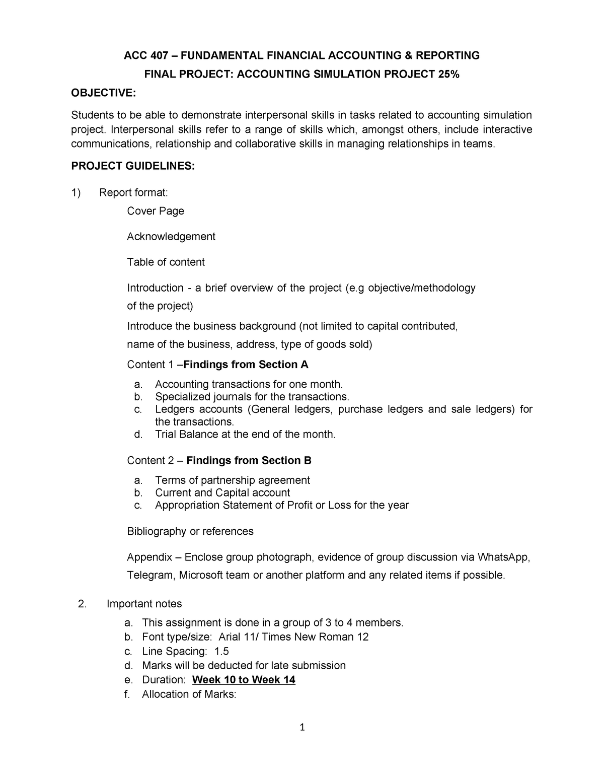 ACC407 Final Project ( Simulation) Instructions 2023 - ACC 407 ...