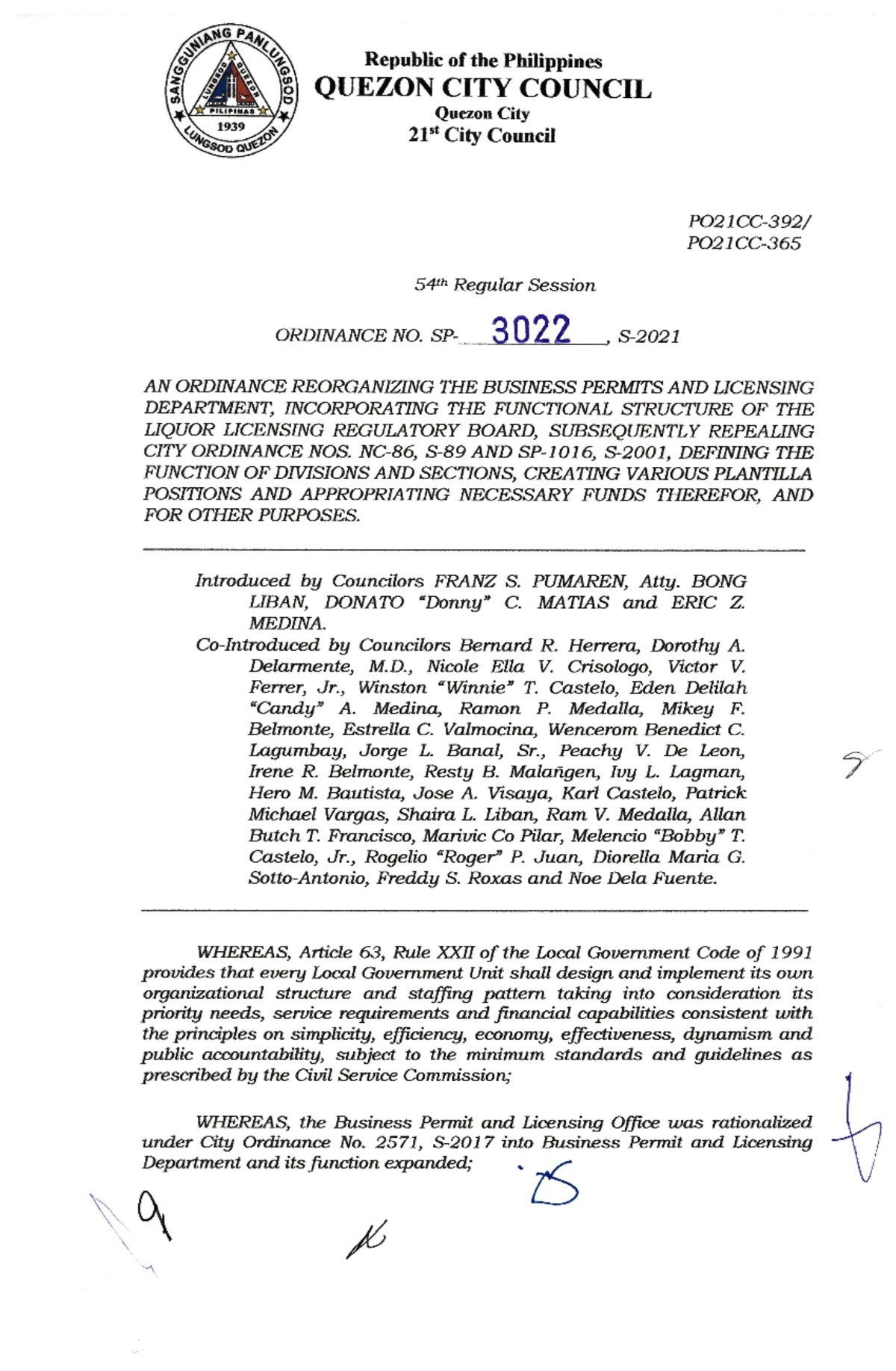 BPLD Ordinance - SP-3022-S-2021 - Political Law - Studocu