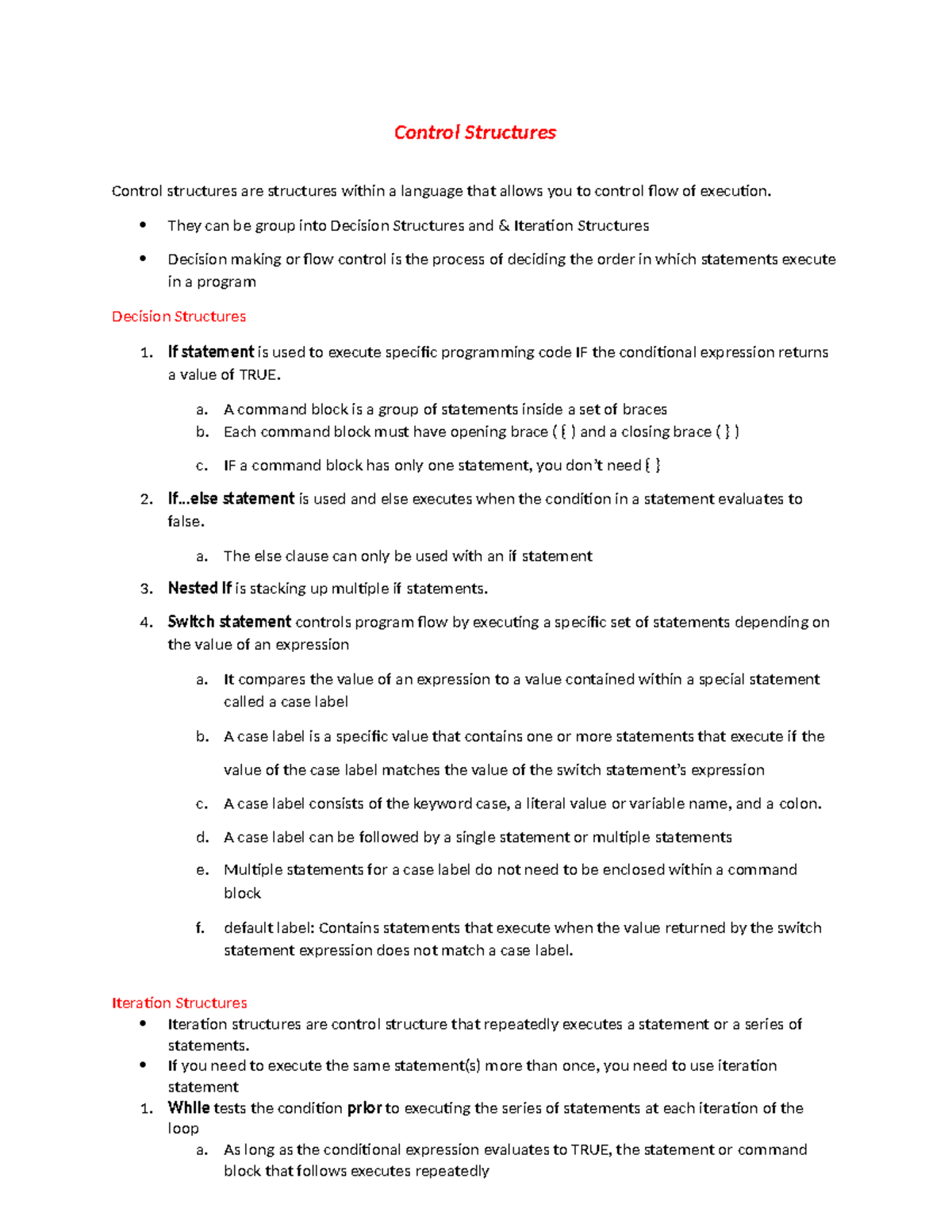 Control Structures - Control Structures Control structures are ...