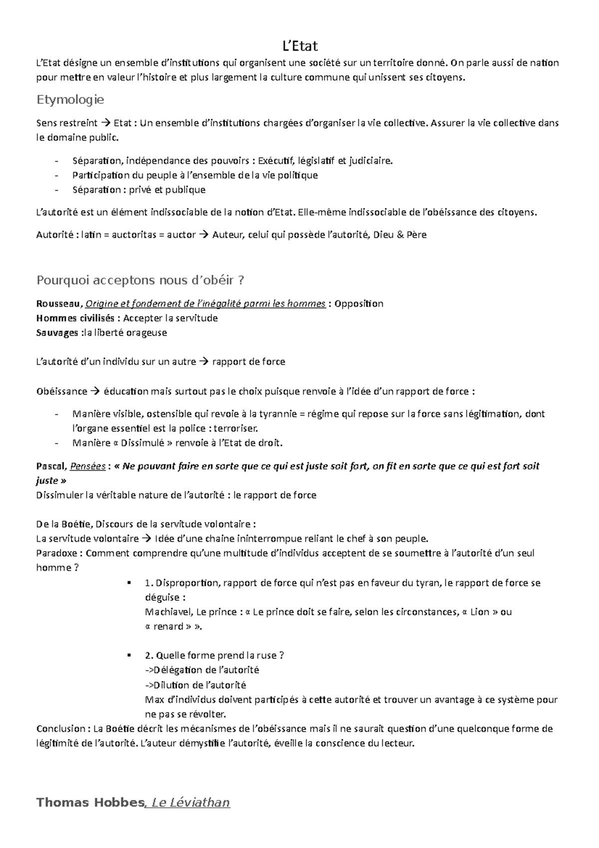 5. L'Etat - Fiches pour le bac concises et précises - L’Etat L’Etat ...