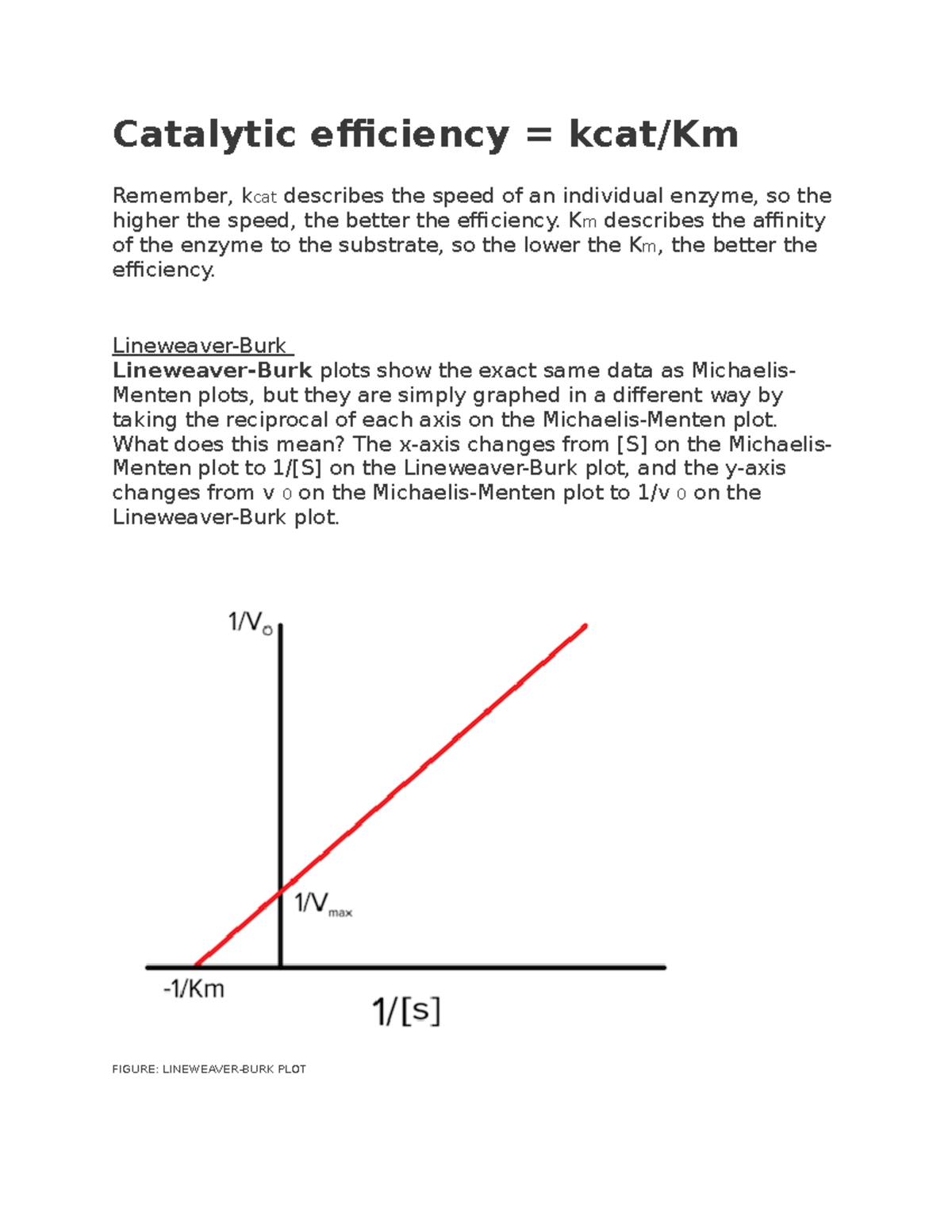 Catalytic efficiency How enzymes work Catalytic efficiency = kcat