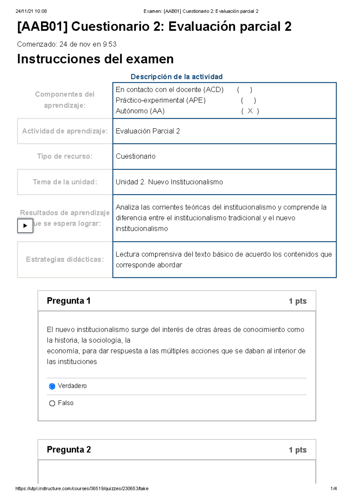 Examen [AAB01] Cuestionario 2 Evaluación Parcial 2 - [AAB01 ...