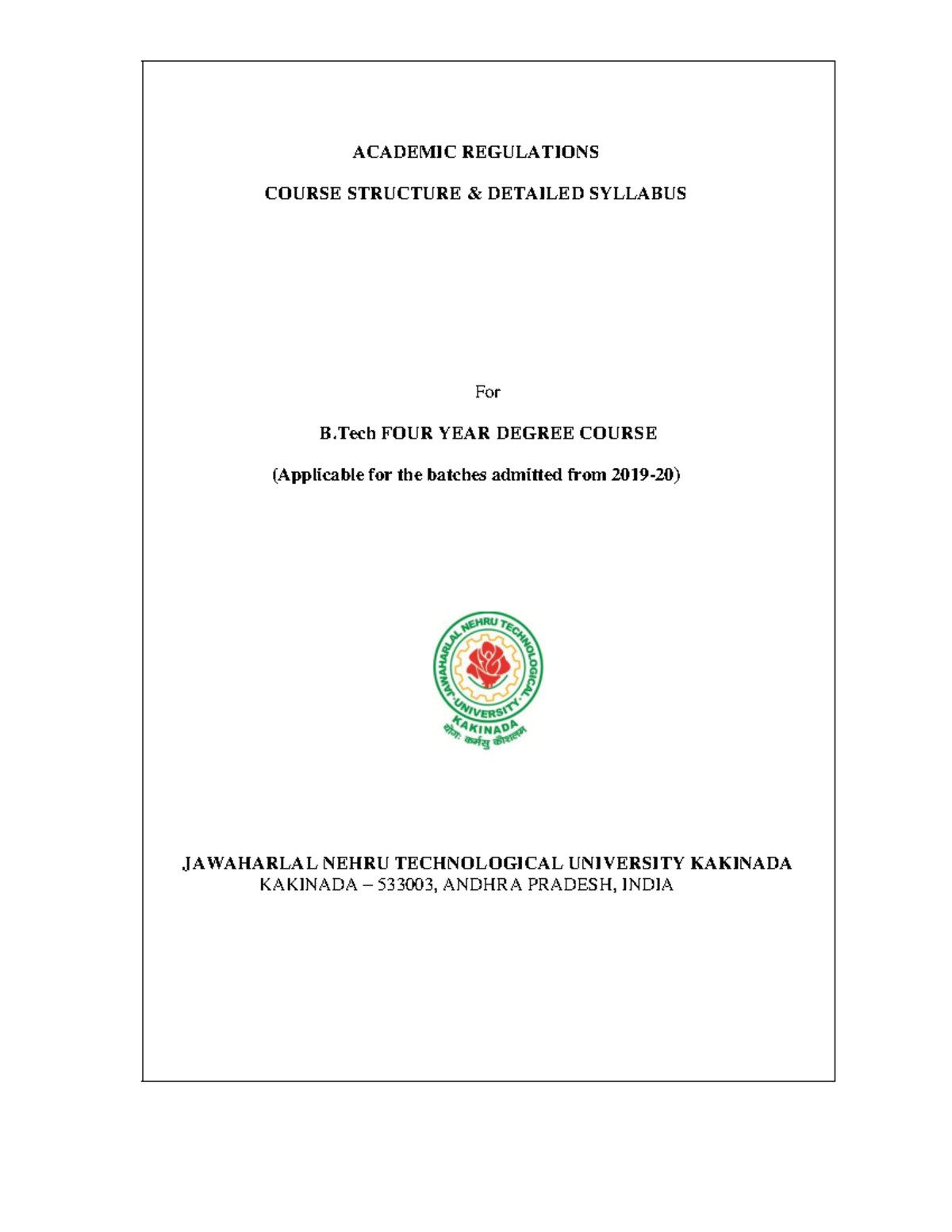 3) B. Tech R19 Regulations-18-7-2020 - ACADEMIC REGULATIONS COURSE ...
