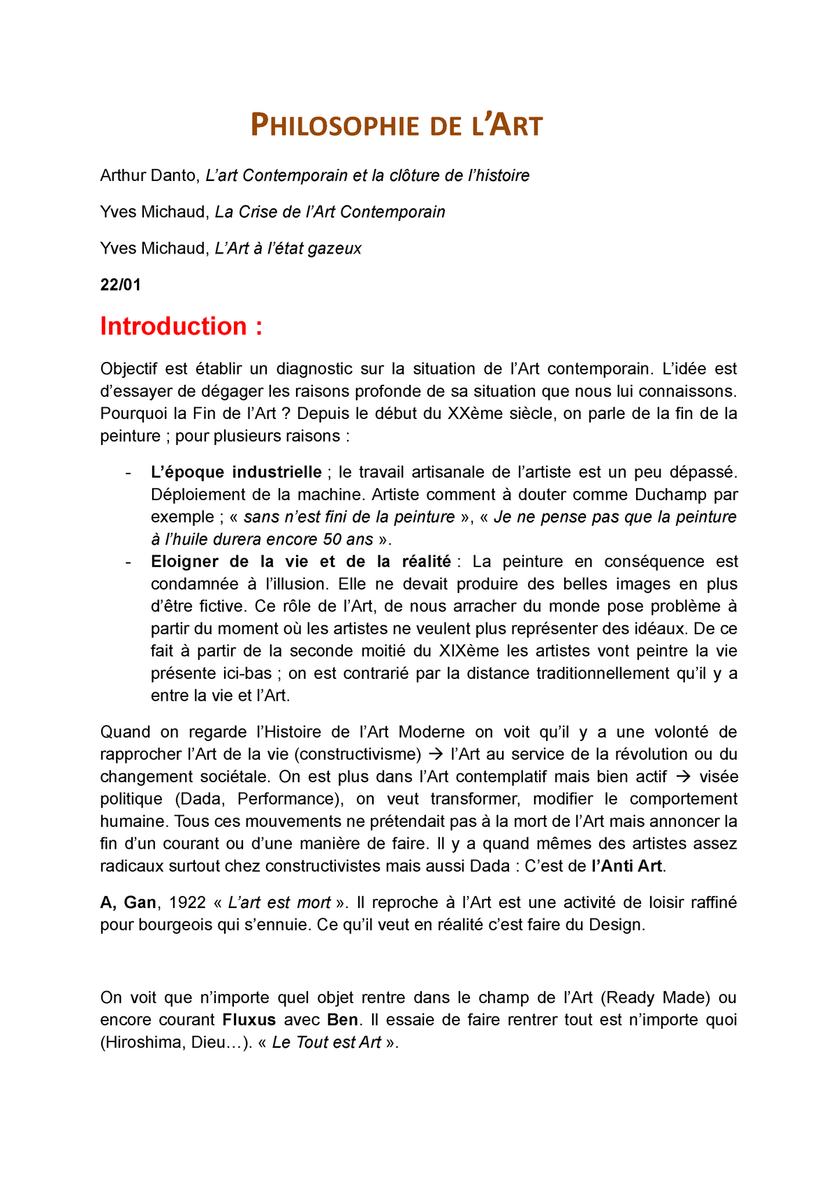 introduction dissertation philosophie sur l'art