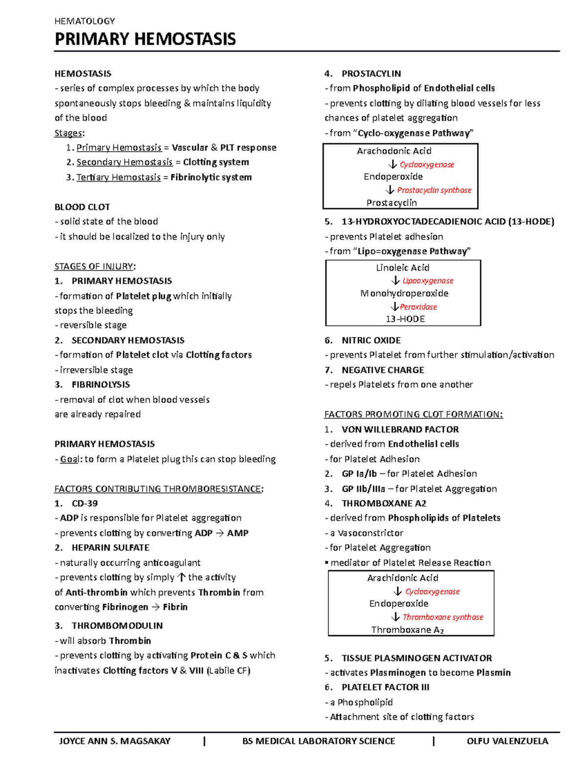 8.2.1. Primary Hemostasis HEMATOLOGY PRIMARY HEMOSTASIS HEMOSTASIS