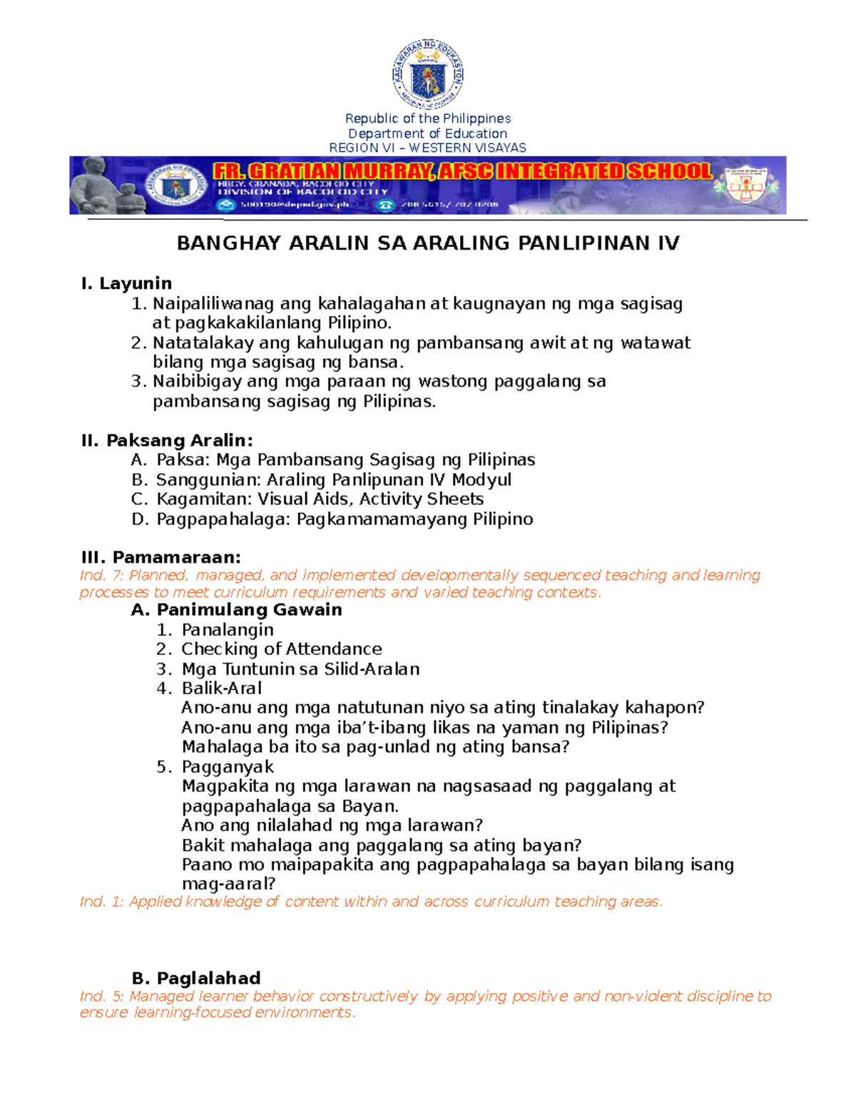 Cot Lesson Plan Cot Lesson Plan Republic Of The Philippines Department Of Education Region 4624