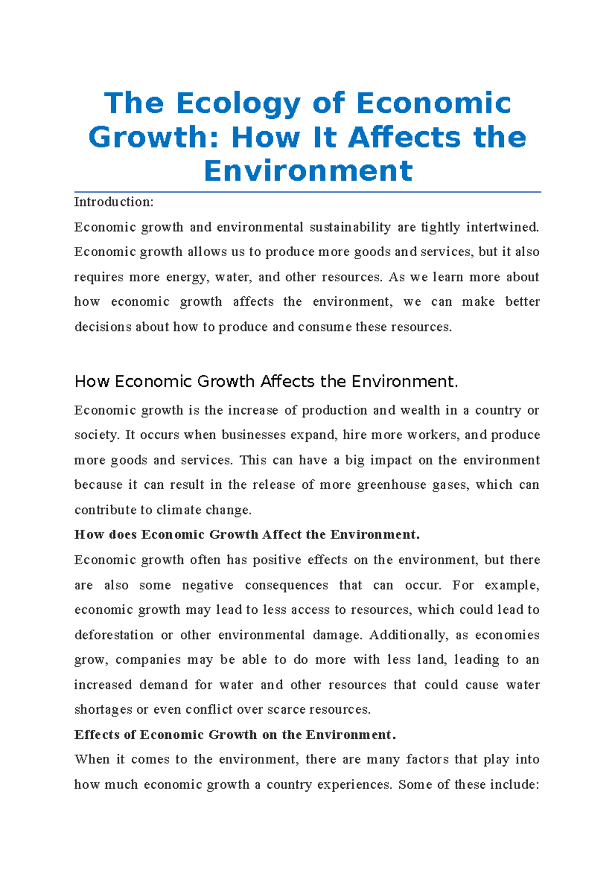 environment vs growth essay upsc