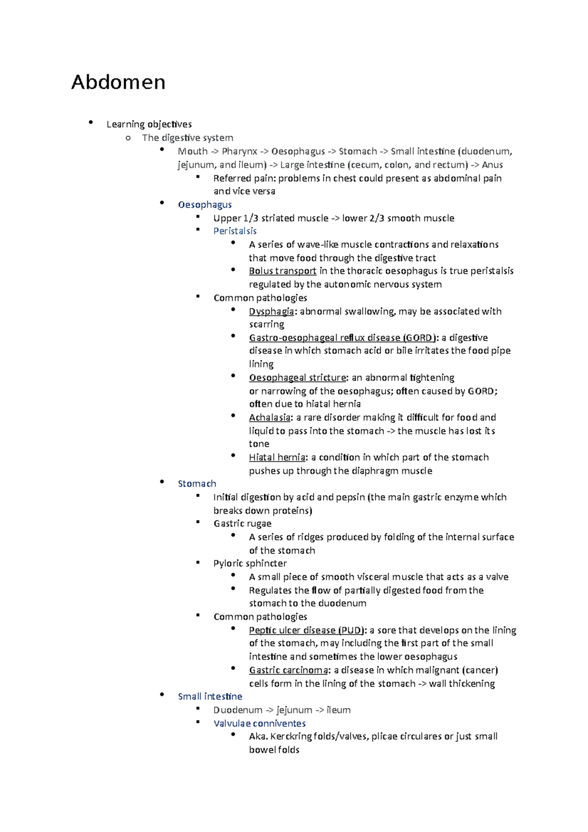 Abdomen - Abdomen Learning objectives o The digestive system Mouth ...
