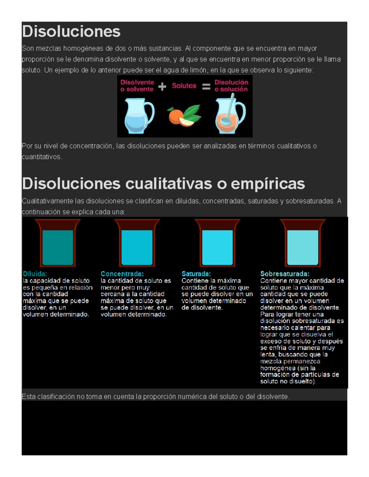 Disoluciones - Disoluciones cualitativas o empíricas - Disoluciones  cuantitativas o valoradas - Studocu