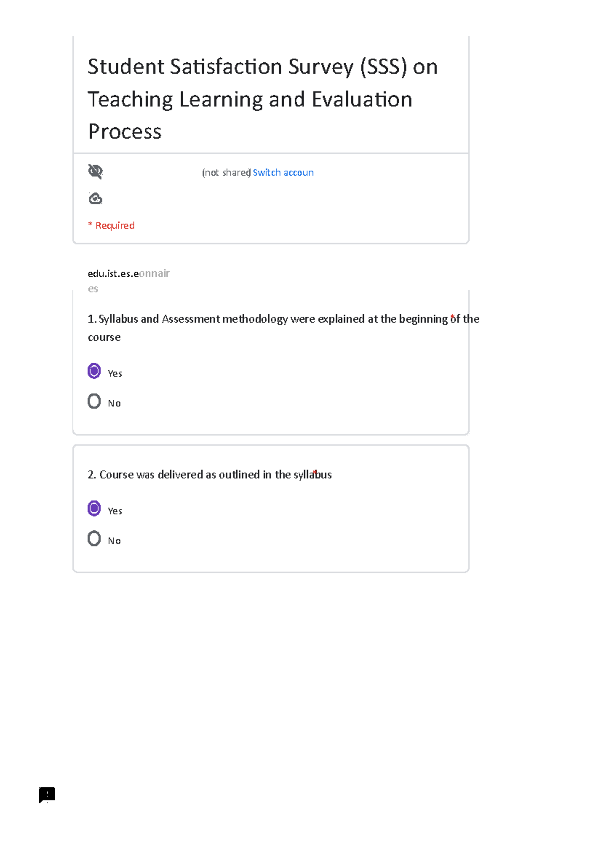Document - Okay - edu.ist.es es Yes No Yes No Student Satisfaction ...