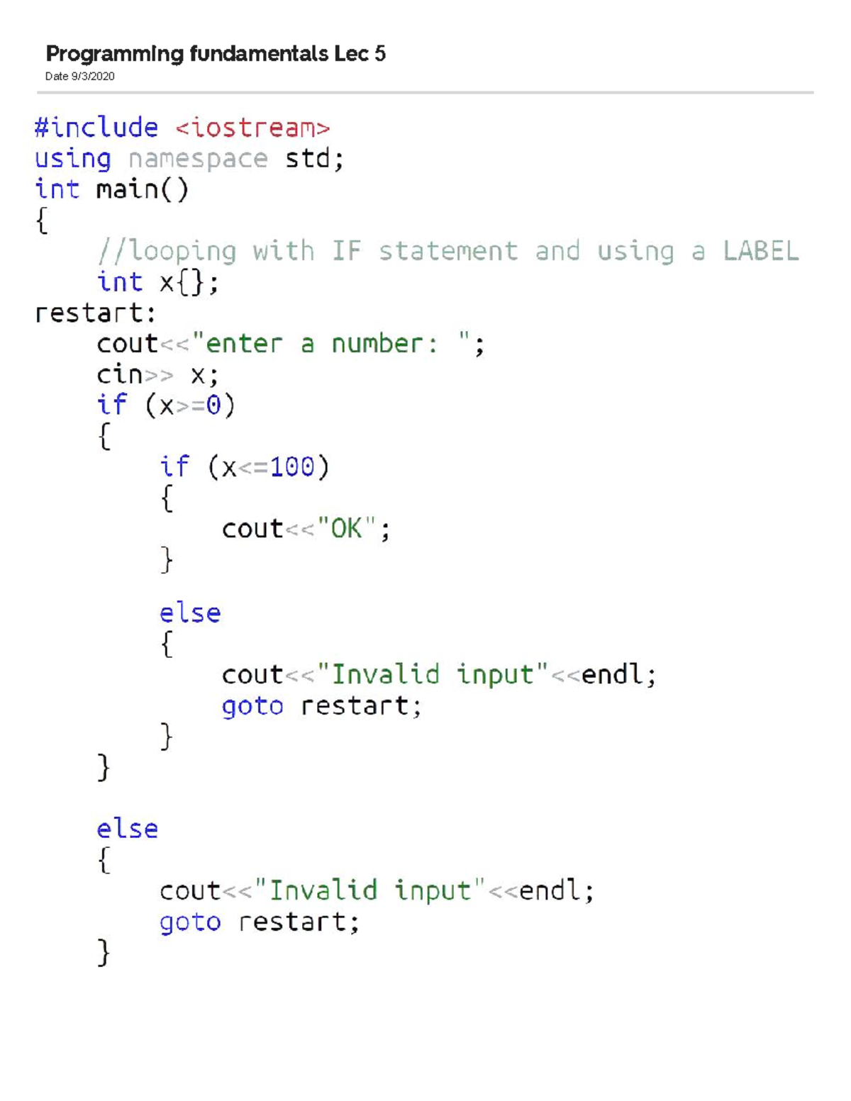 Programming Fundamentals Lec 5 - Programming And Algorithms 