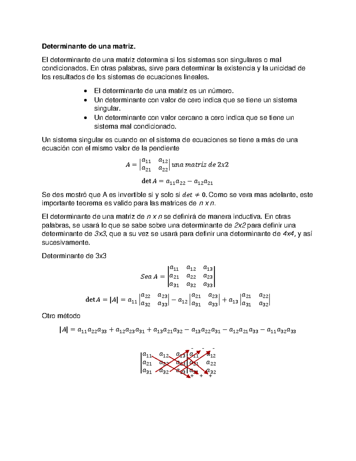 Determinante De Una Matriz El Determinante De Una Matriz Determina Si