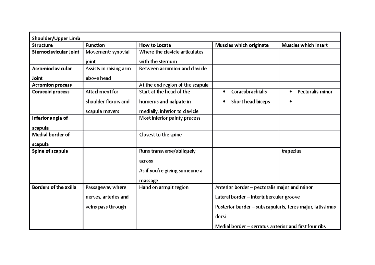 VIVA Prep - Shoulder/Upper Limb Structure Sternoclavicular Joint ...