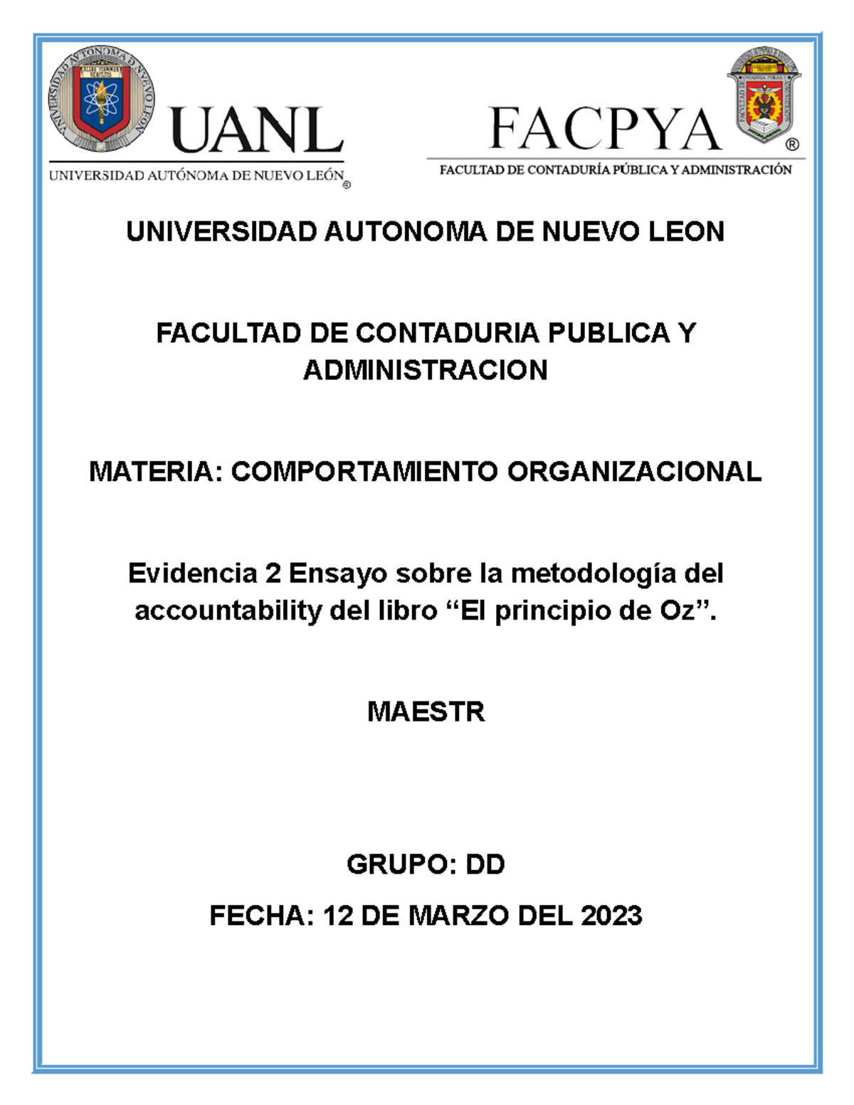 Evidencia 2 CO ARA - UNIVERSIDAD AUTONOMA DE NUEVO LEON FACULTAD DE ...