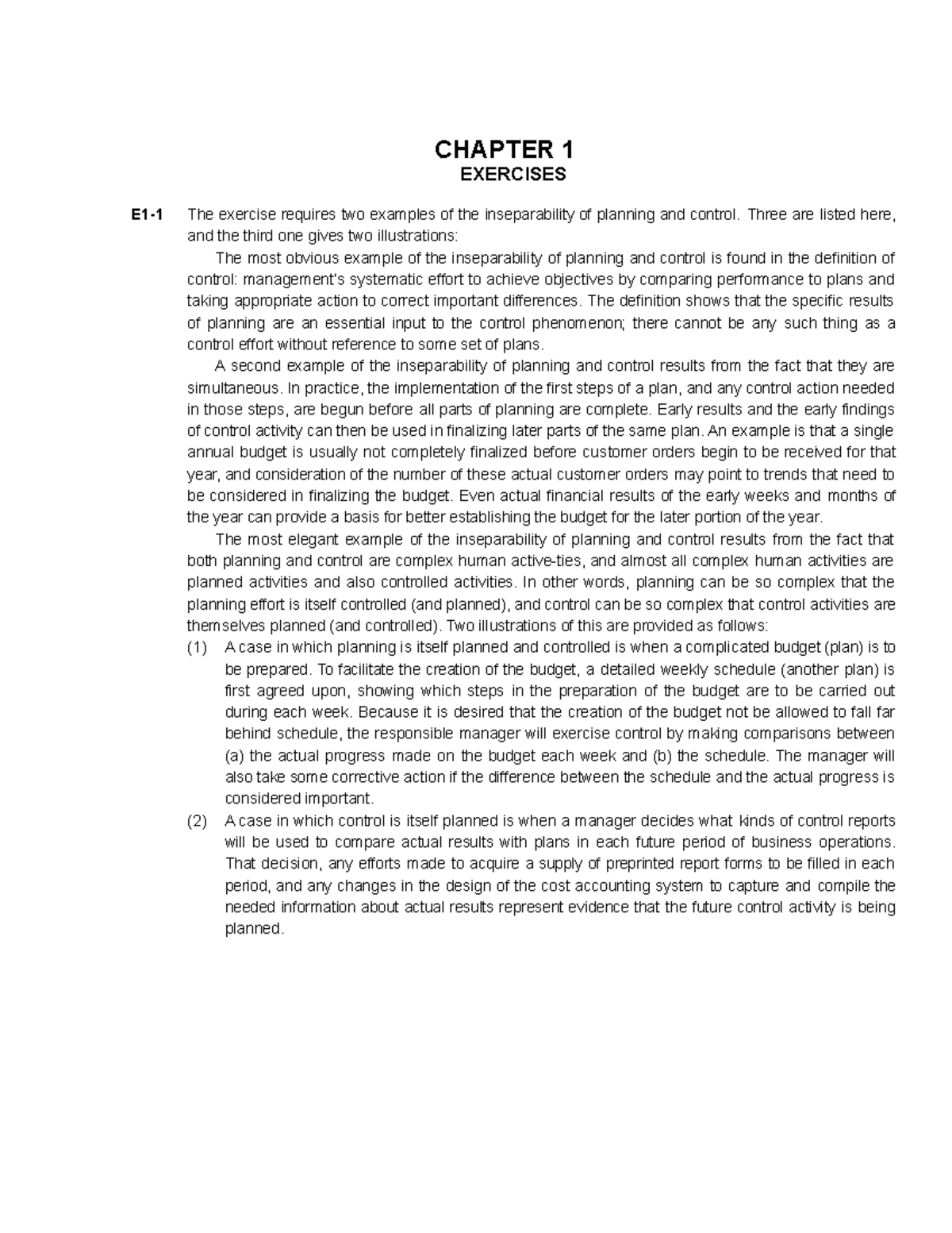 Ch01SM elearn - CHAPTER 1 EXERCISES E1-1 The exercise requires two ...