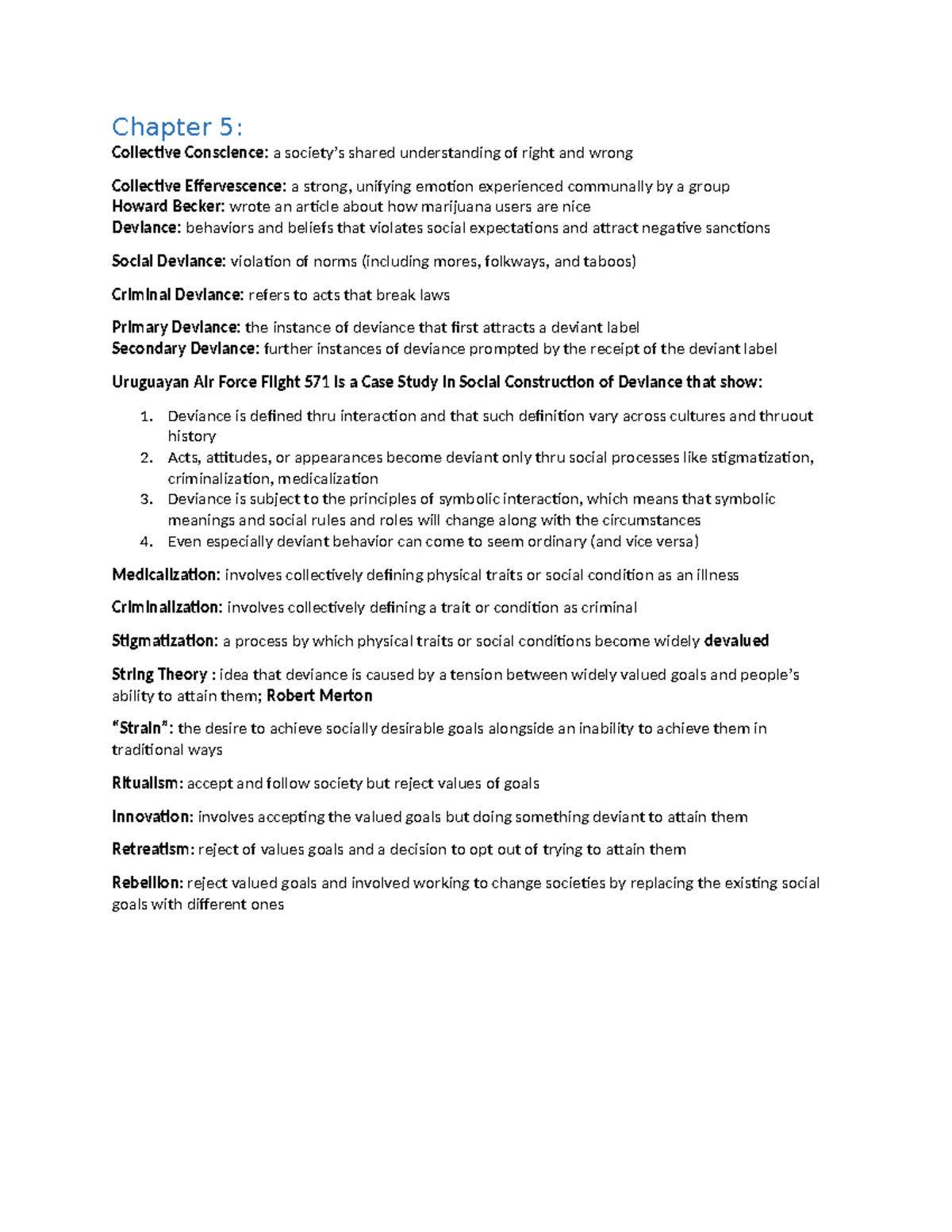 Socio Exam 2 - Chapter 5: Collective Conscience: a society’s shared ...