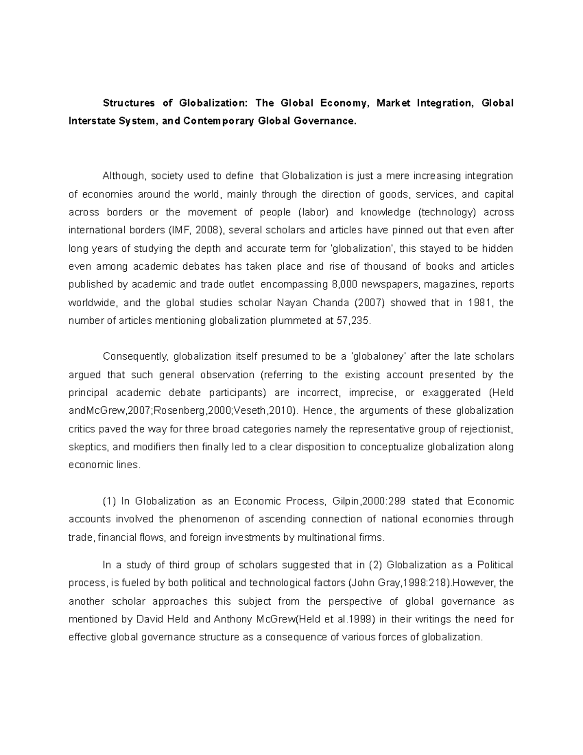 Structure of Globalization Short Review Article - Structures of ...