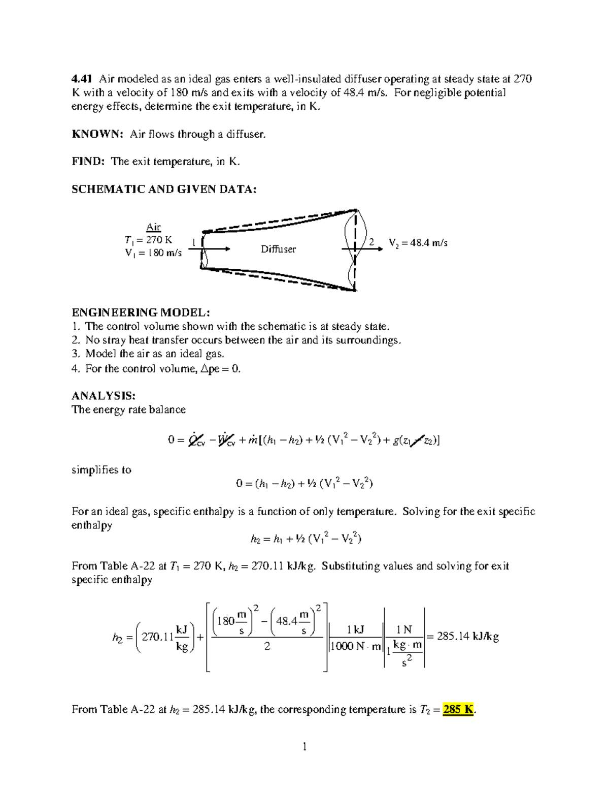 ME 231 All Instructors whharris 10-9-17 Solution - 1 4 Air modeled as ...