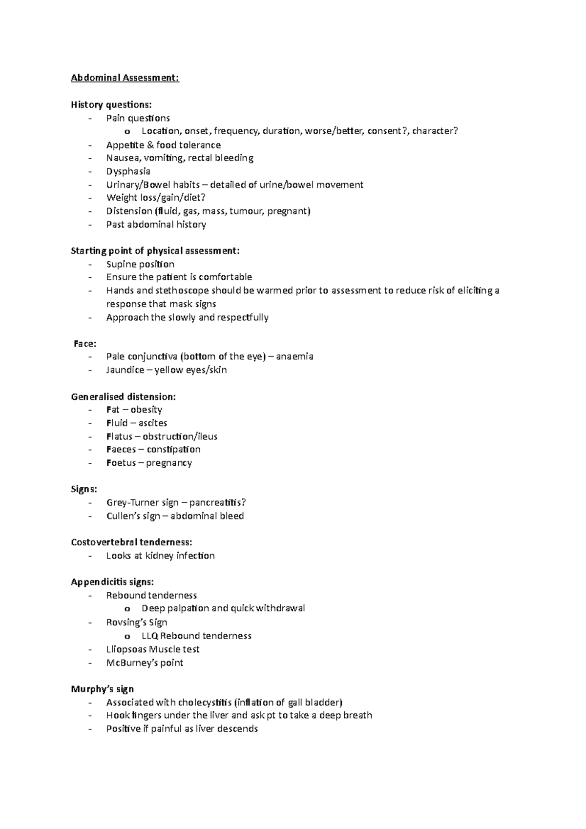 Abdominal assesment - The purpose of an abdo assessment and ...